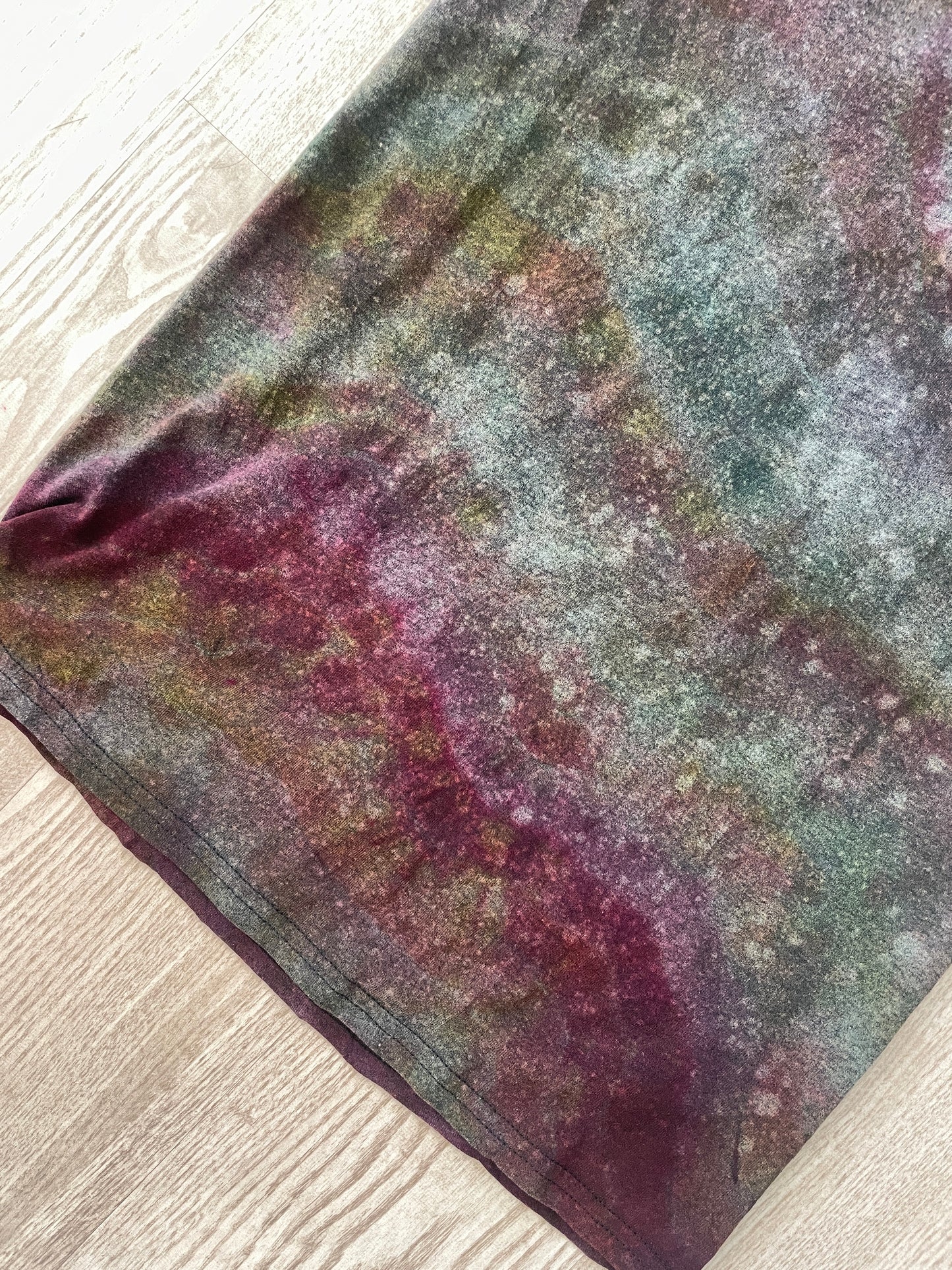 SMALL Men's Shred Fest Handmade Reverse Tie Dye Short Sleeve T-Shirt | One-Of-a-Kind Upcycled Black, Pink, and Orange Geode Top