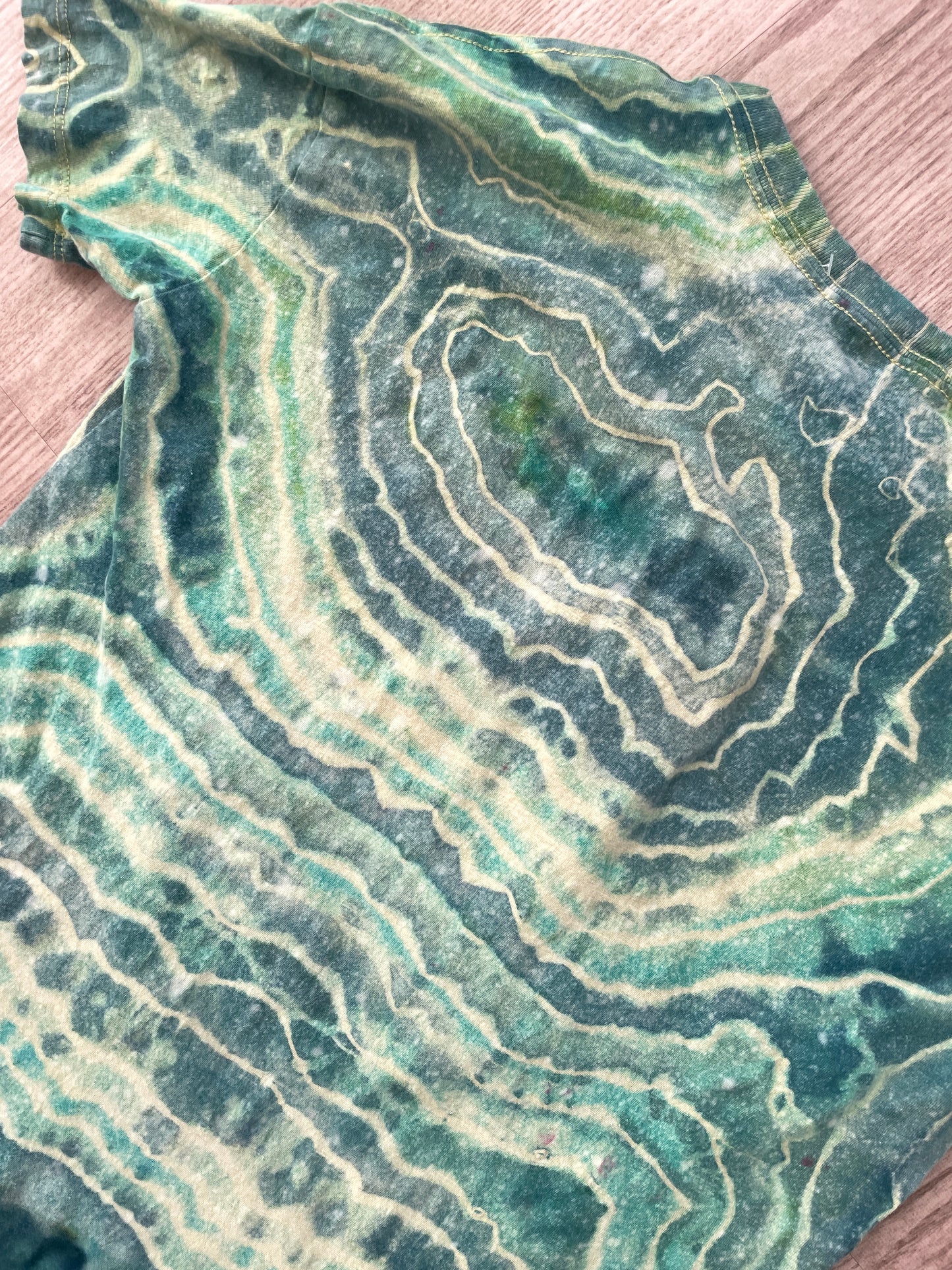 SMALL Women's Radiate Positivity Handmade Tie Dye Short Sleeve T-Shirt | One-Of-a-Kind Upcycled Yellow and Green Geode Top