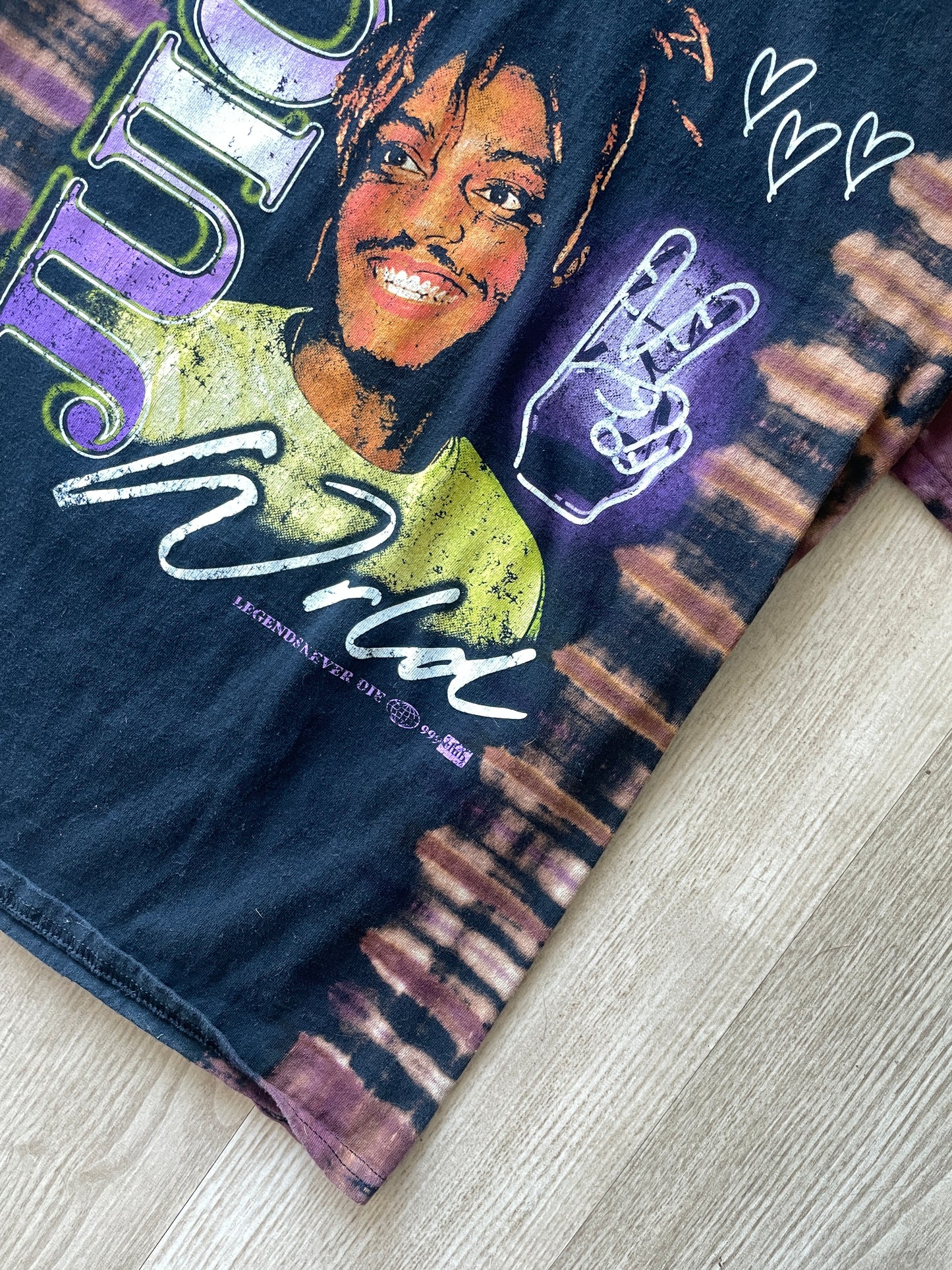 MEDIUM Men’s Juice World Handmade Reverse Tie Dye Short Sleeve T-Shirt | One-Of-a-Kind Upcycled Black and Purple Pleated Acid Dye Top