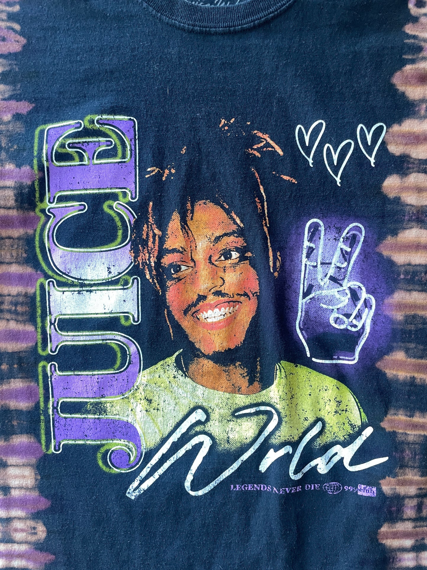 MEDIUM Men’s Juice World Handmade Reverse Tie Dye Short Sleeve T-Shirt | One-Of-a-Kind Upcycled Black and Purple Pleated Acid Dye Top