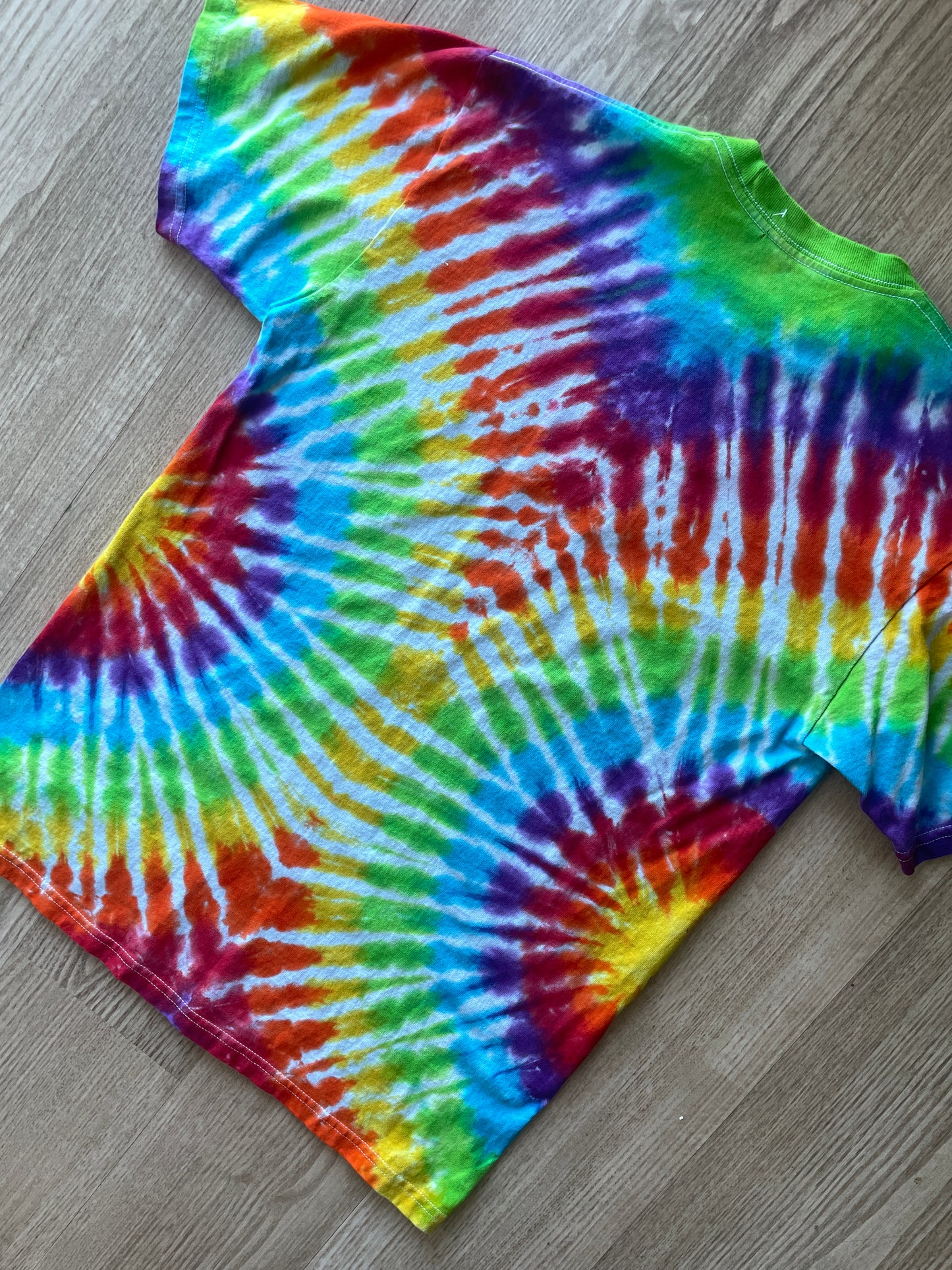 MEDIUM Men’s Vans Pride Authentic Together as Ourselves Handmade Tie Dye Short Sleeve T-Shirt | One-Of-a-Kind Upcycled Rainbow Pleated Top