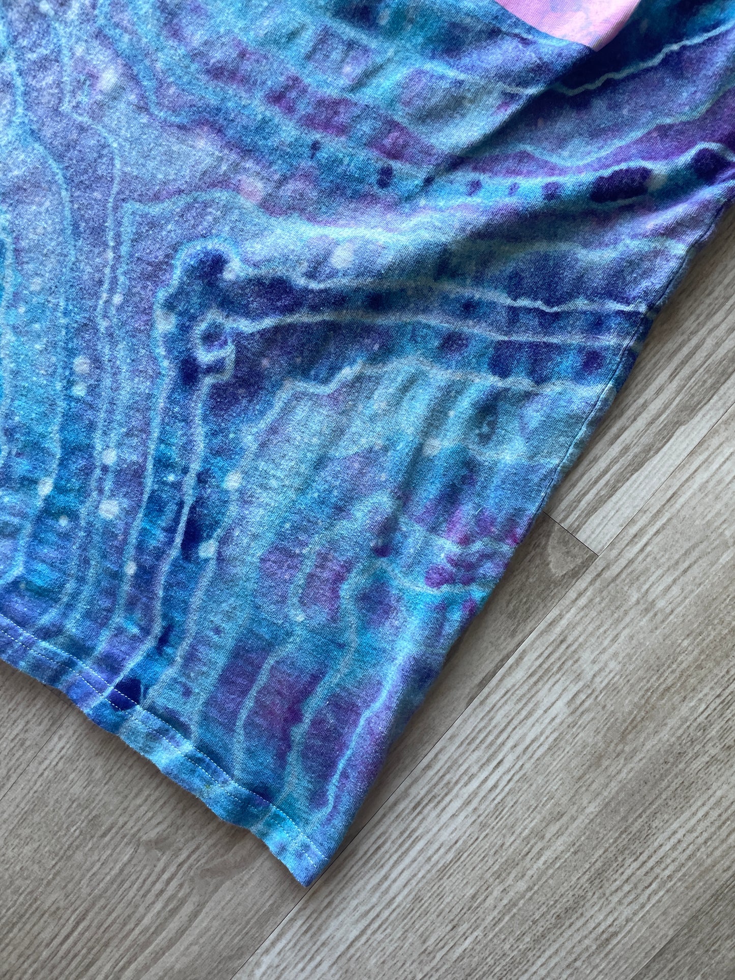 MEDIUM Women's Girls Unite Handmade Tie Dye Long-Line Tank Top Dress | One-Of-a-Kind Upcycled Blue and Purple Geode Sleeveless Top/Dress