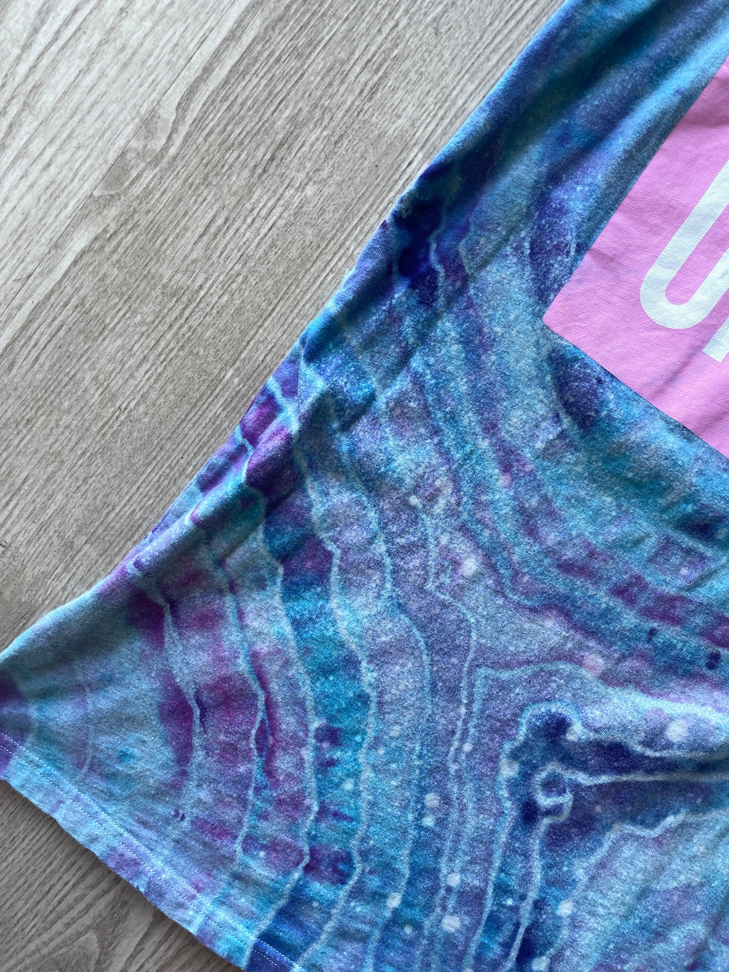MEDIUM Women's Girls Unite Handmade Tie Dye Long-Line Tank Top Dress | One-Of-a-Kind Upcycled Blue and Purple Geode Sleeveless Top/Dress