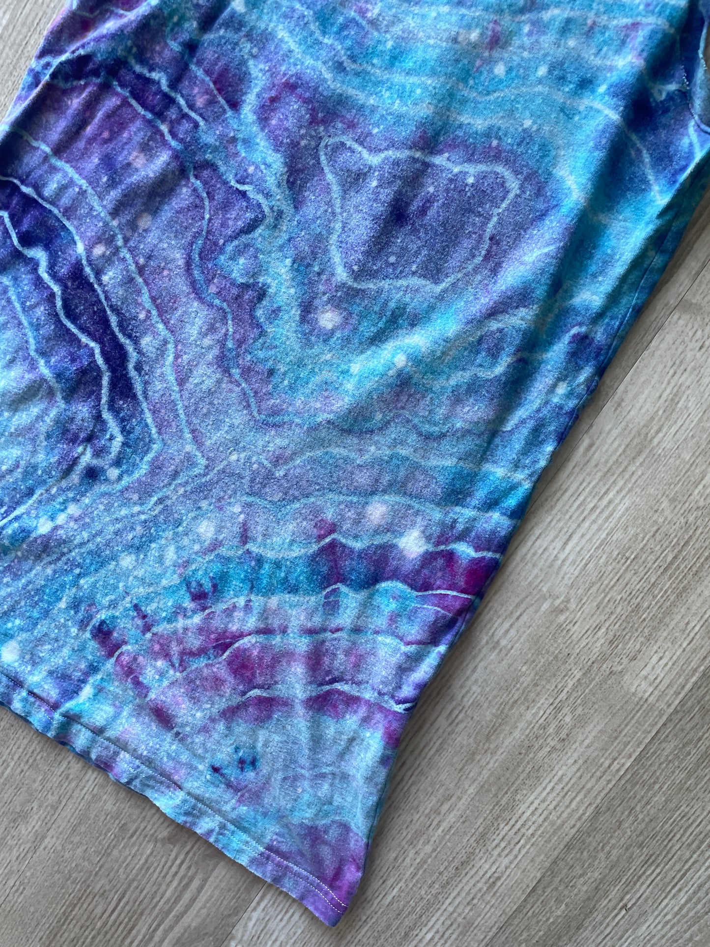 MEDIUM Women's Girls Unite Handmade Tie Dye Long-Line Tank Top Dress | One-Of-a-Kind Upcycled Blue and Purple Geode Sleeveless Top/Dress