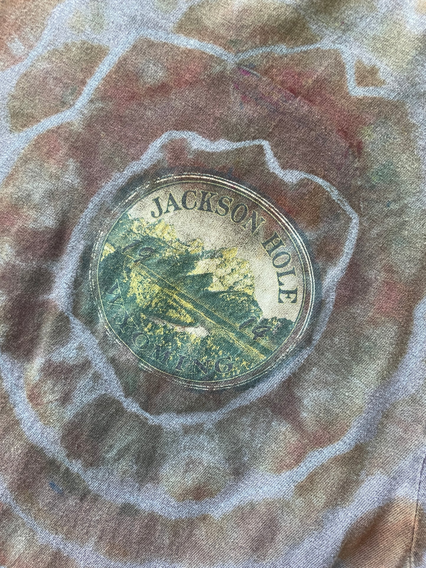 SMALL Men's Jackson Hole, WY Handmade Tie Dye Long Sleeve Sleeve T-Shirt | One-Of-a-Kind Upcycled Gray, Brown, and Orange Earthy Geode Top