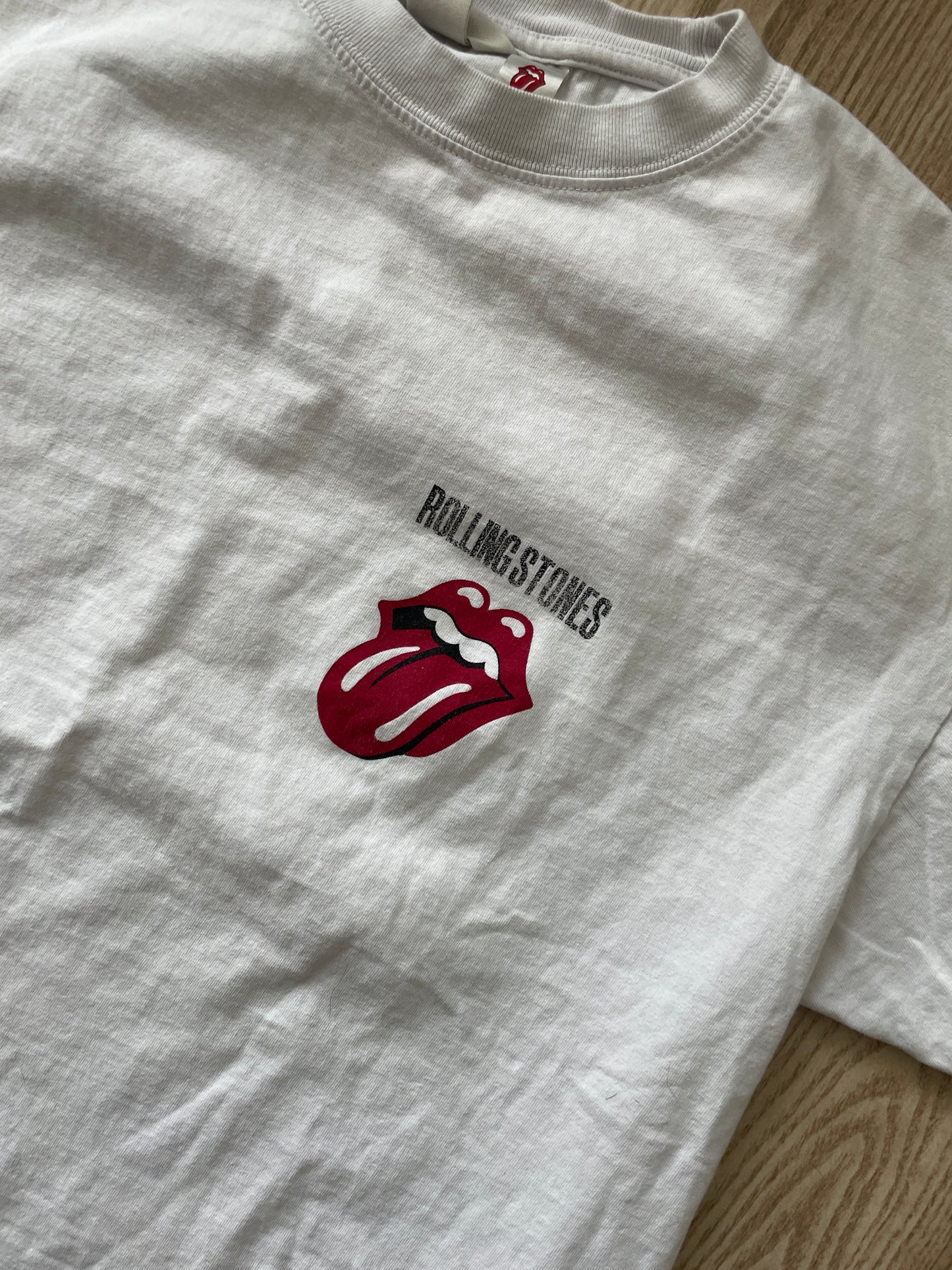 Large Men's White and Red Rolling Stones Short Sleeve T-Shirt | READY TO TIE DYE