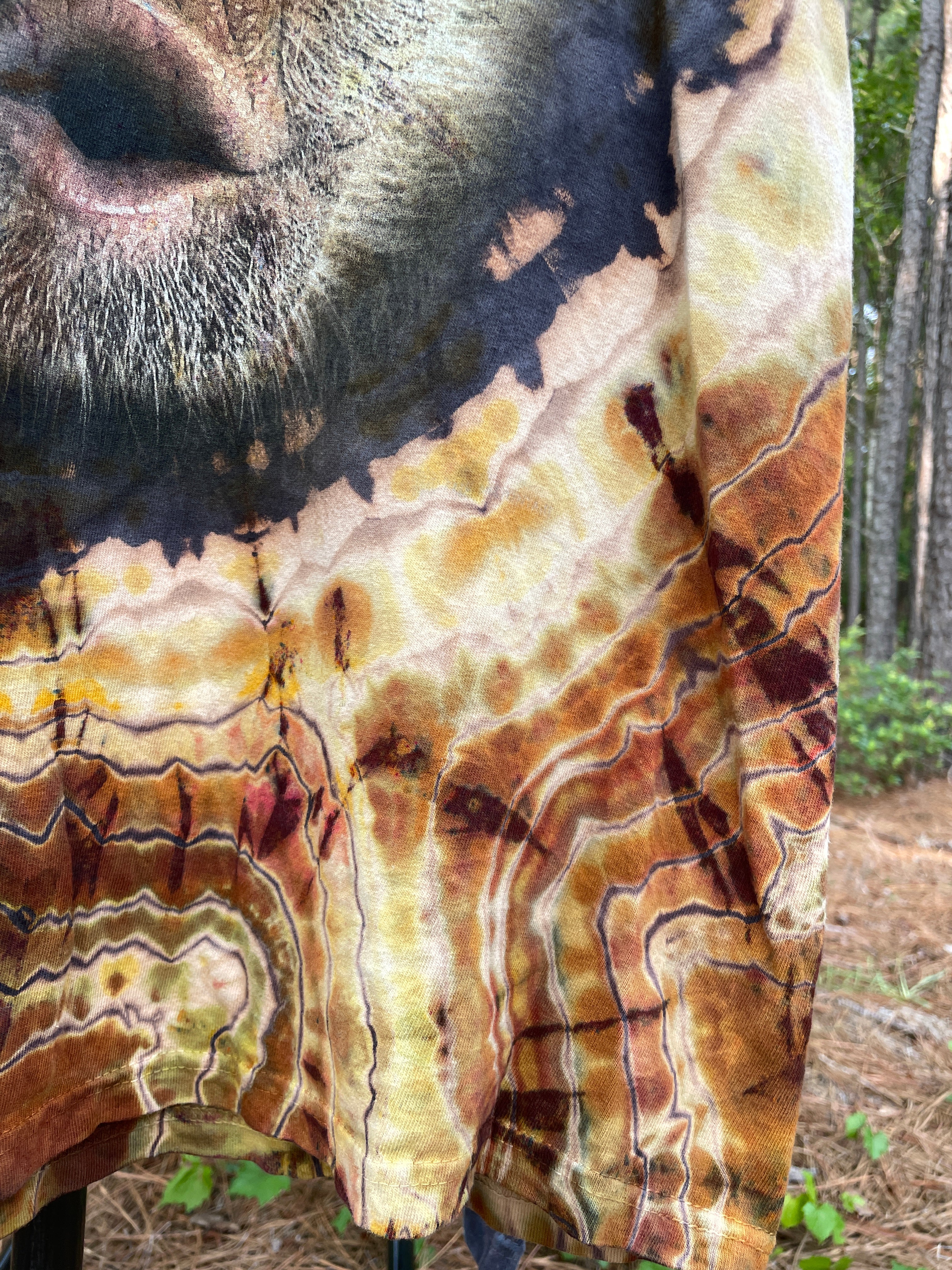 Chimpanzee Brown and Gold Hand-Tie Dyed Short Sleeve T-Shirt (Men's Large)