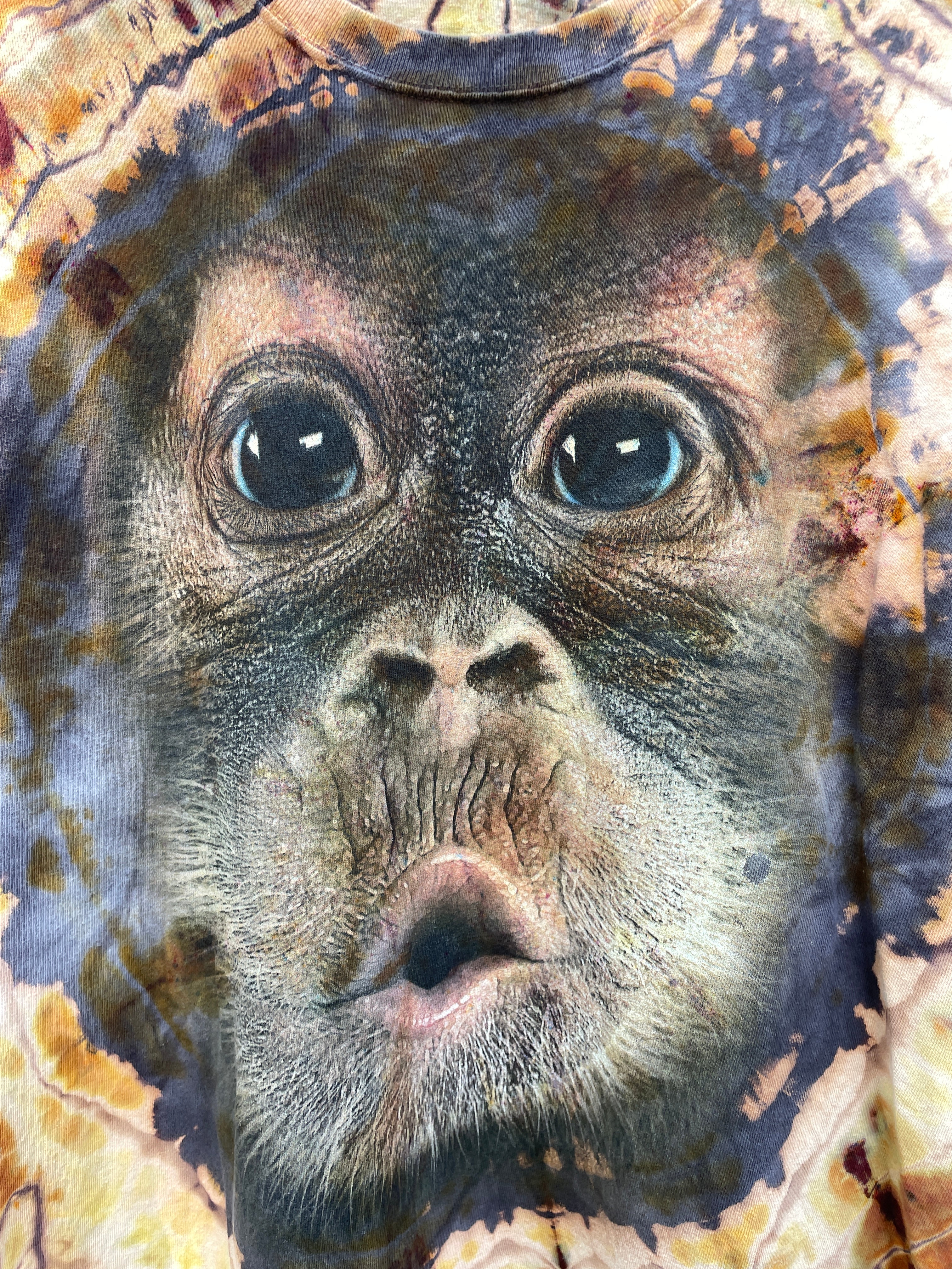 Chimpanzee Brown and Gold Hand-Tie Dyed Short Sleeve T-Shirt (Men's Large)