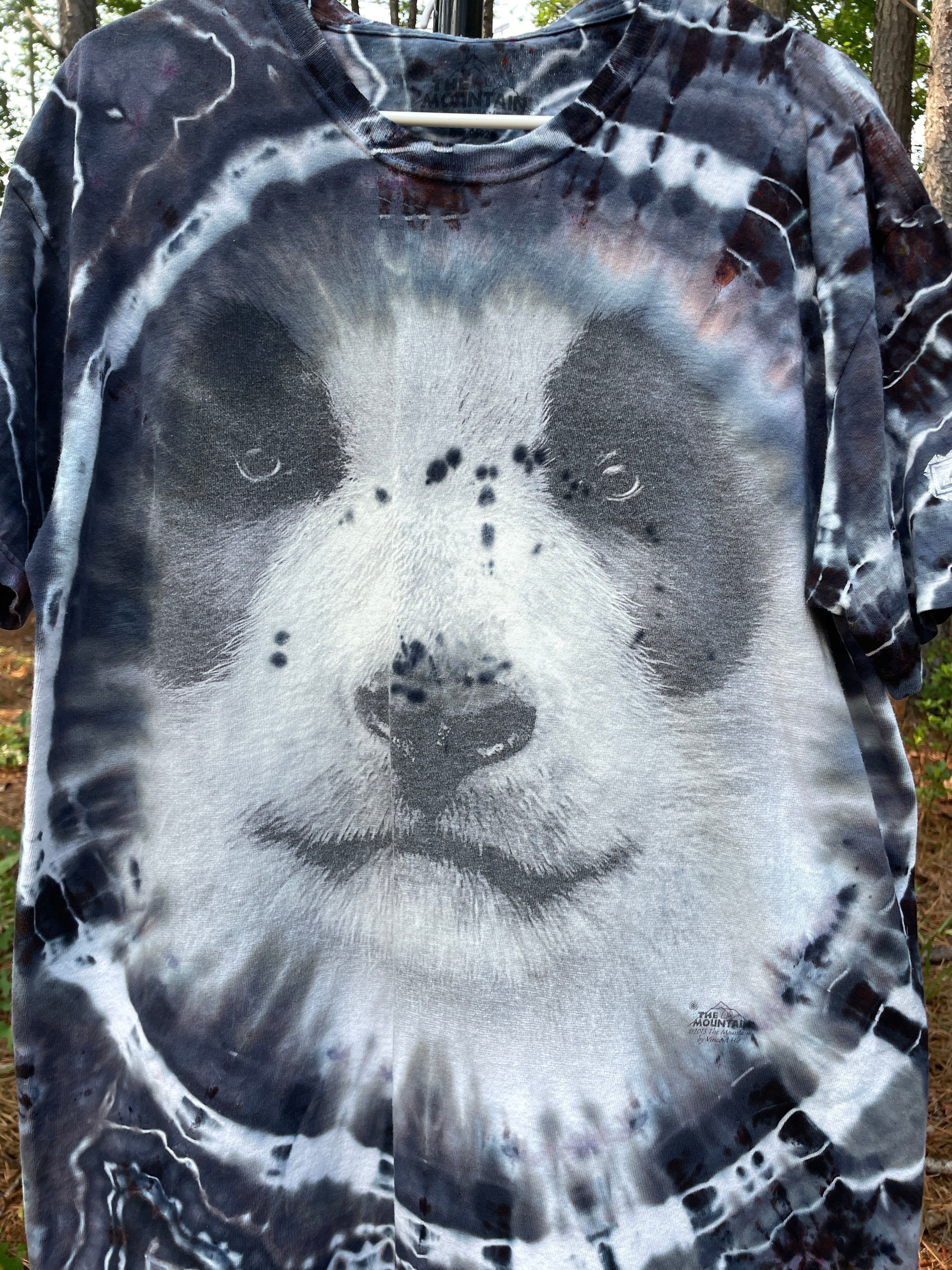 Panda Bear Black and White Hand-Tie Dyed Short Sleeve T-Shirt (Men's Large)