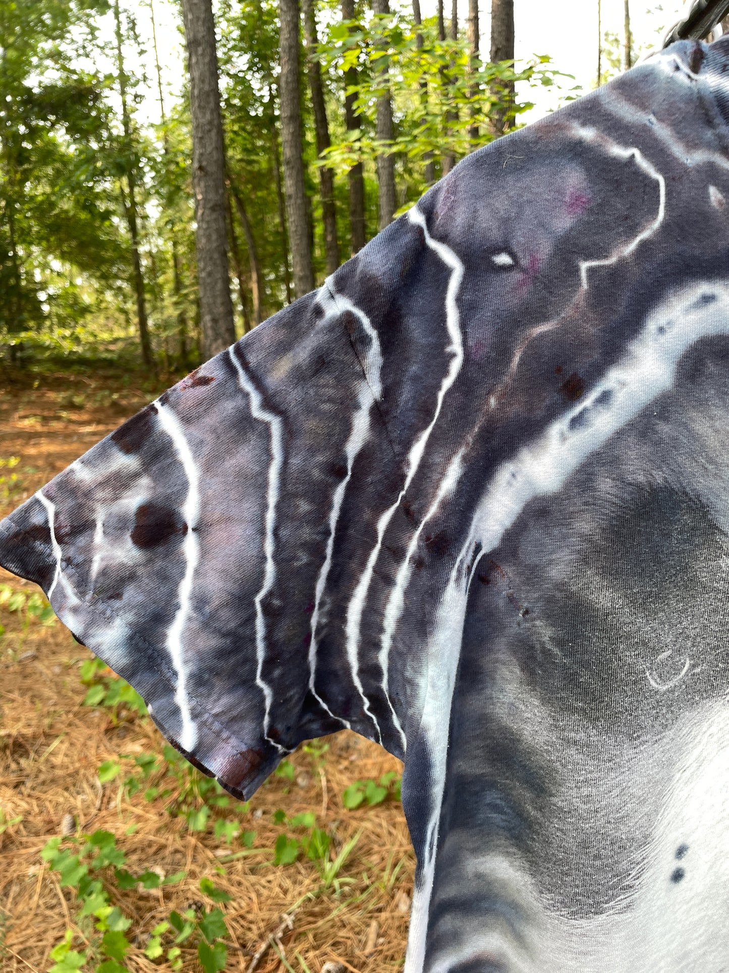 Panda Bear Black and White Hand-Tie Dyed Short Sleeve T-Shirt (Men's Large)