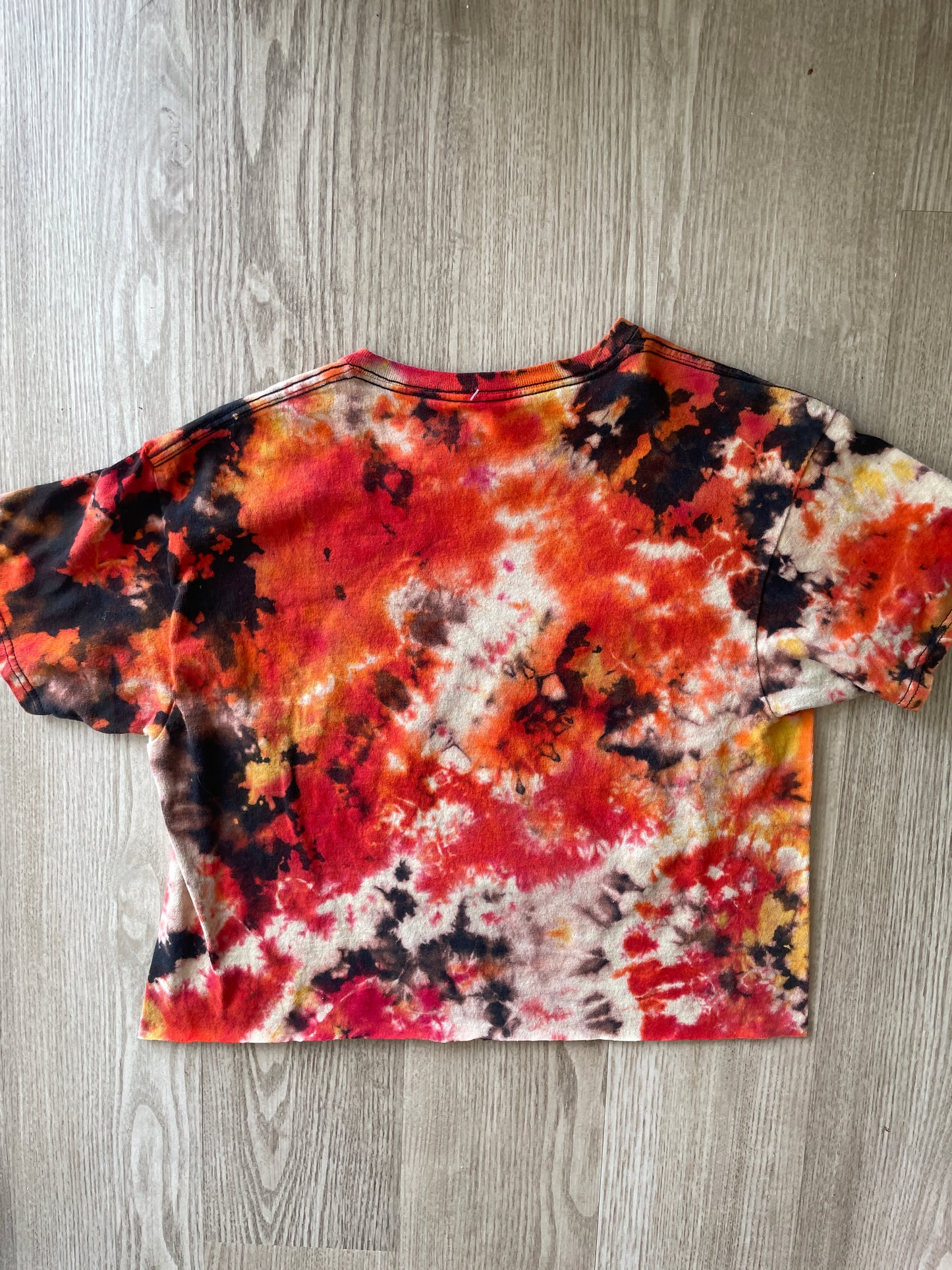 Medium Men’s First Episode of The Office Handmade Tie Dye T-Shirt | Black, Red, and Orange Tie Dye Short Sleeve
