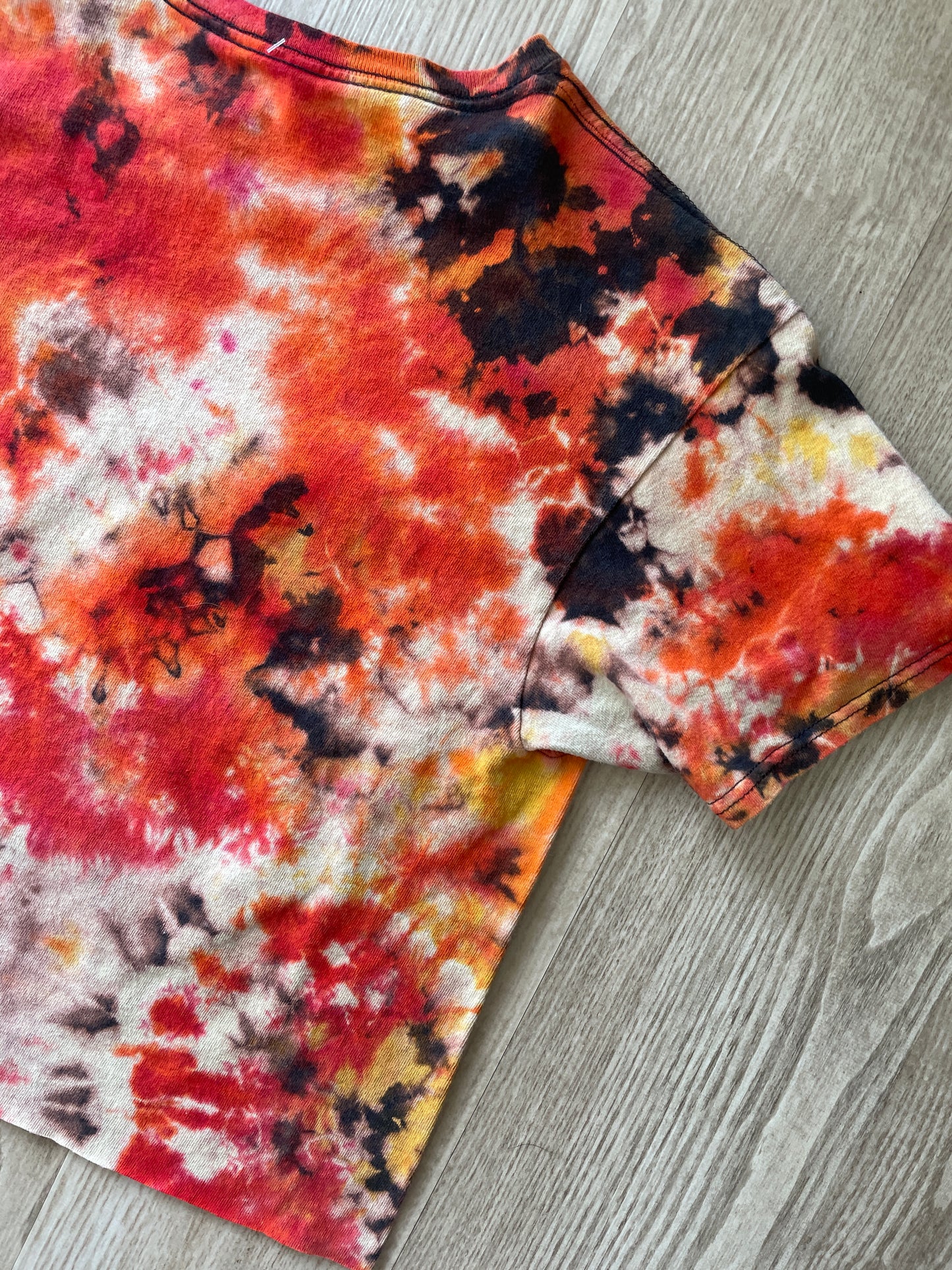 Medium Men’s First Episode of The Office Handmade Tie Dye T-Shirt | Black, Red, and Orange Tie Dye Short Sleeve