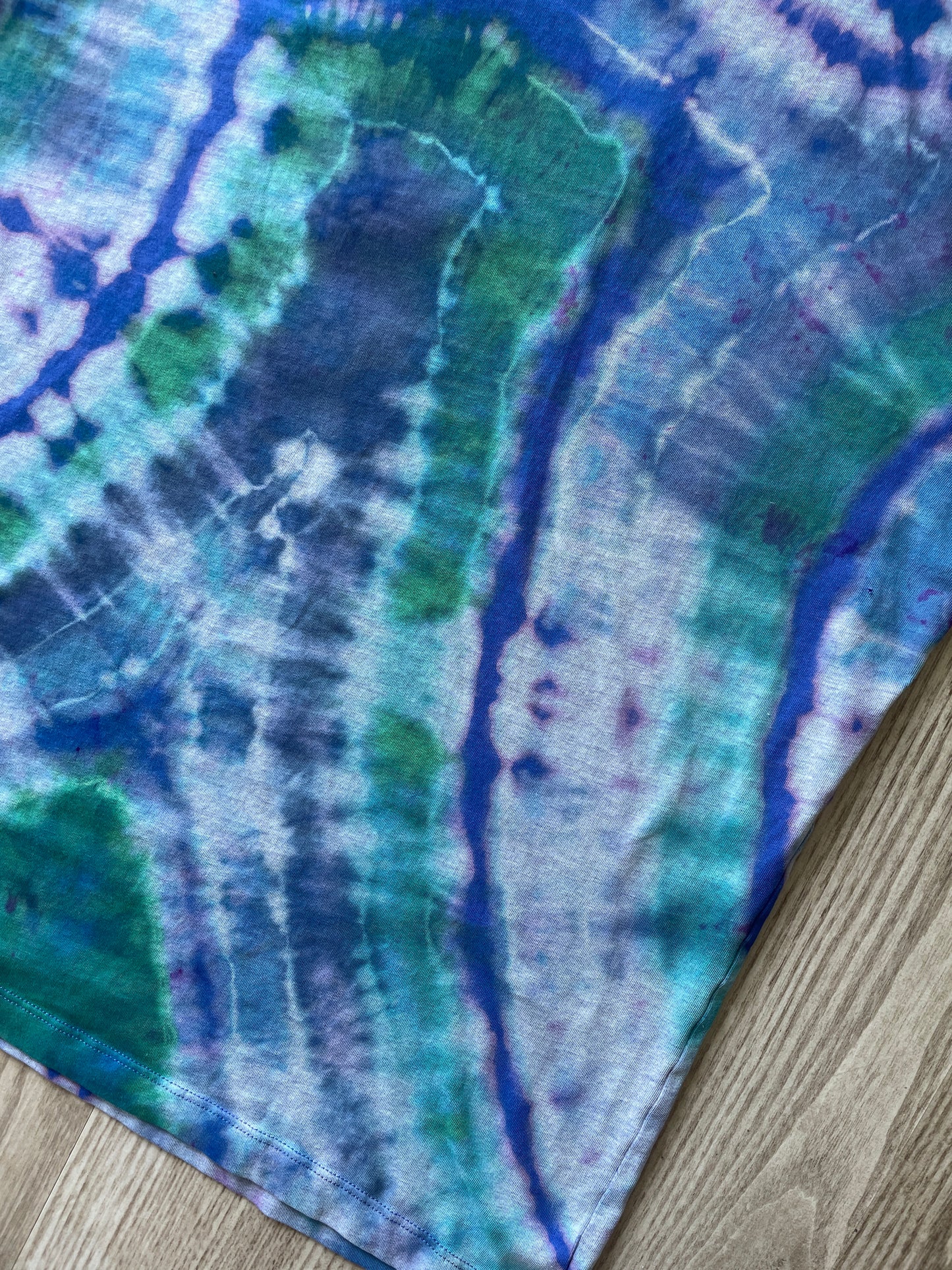 LARGE Men’s Nike Running There Is No Finish Line Handmade Tie Dye T-Shirt | One-Of-a-Kind Blue and Green Short Sleeve