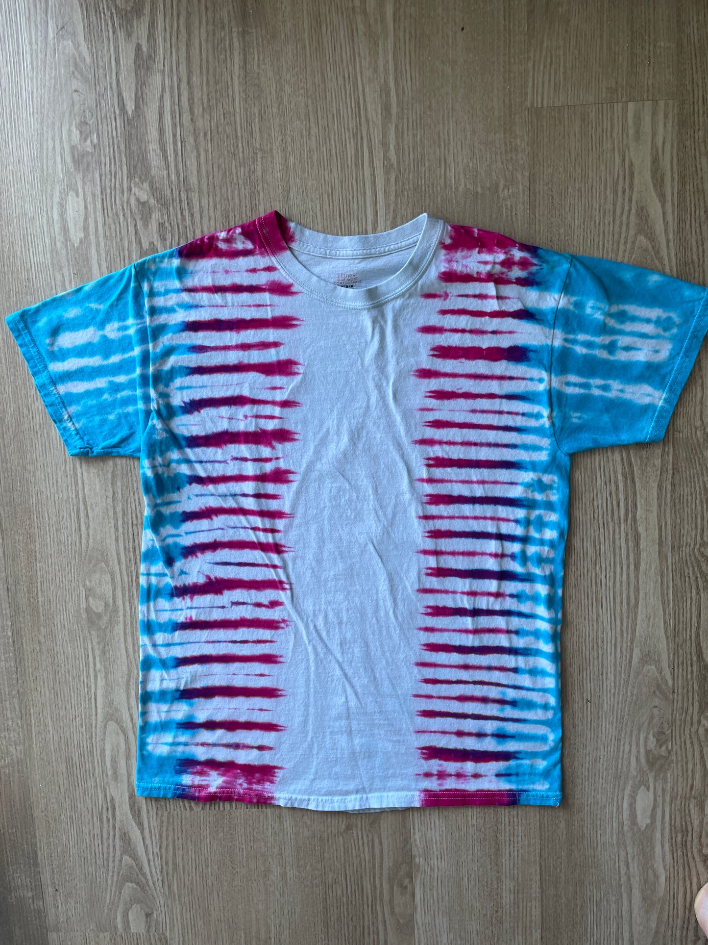 MEDIUM Men’s Trans Pride Flag-Inspired Handmade Tie Dye T-Shirt | One-Of-a-Kind Pink, Blue, and White Short Sleeve