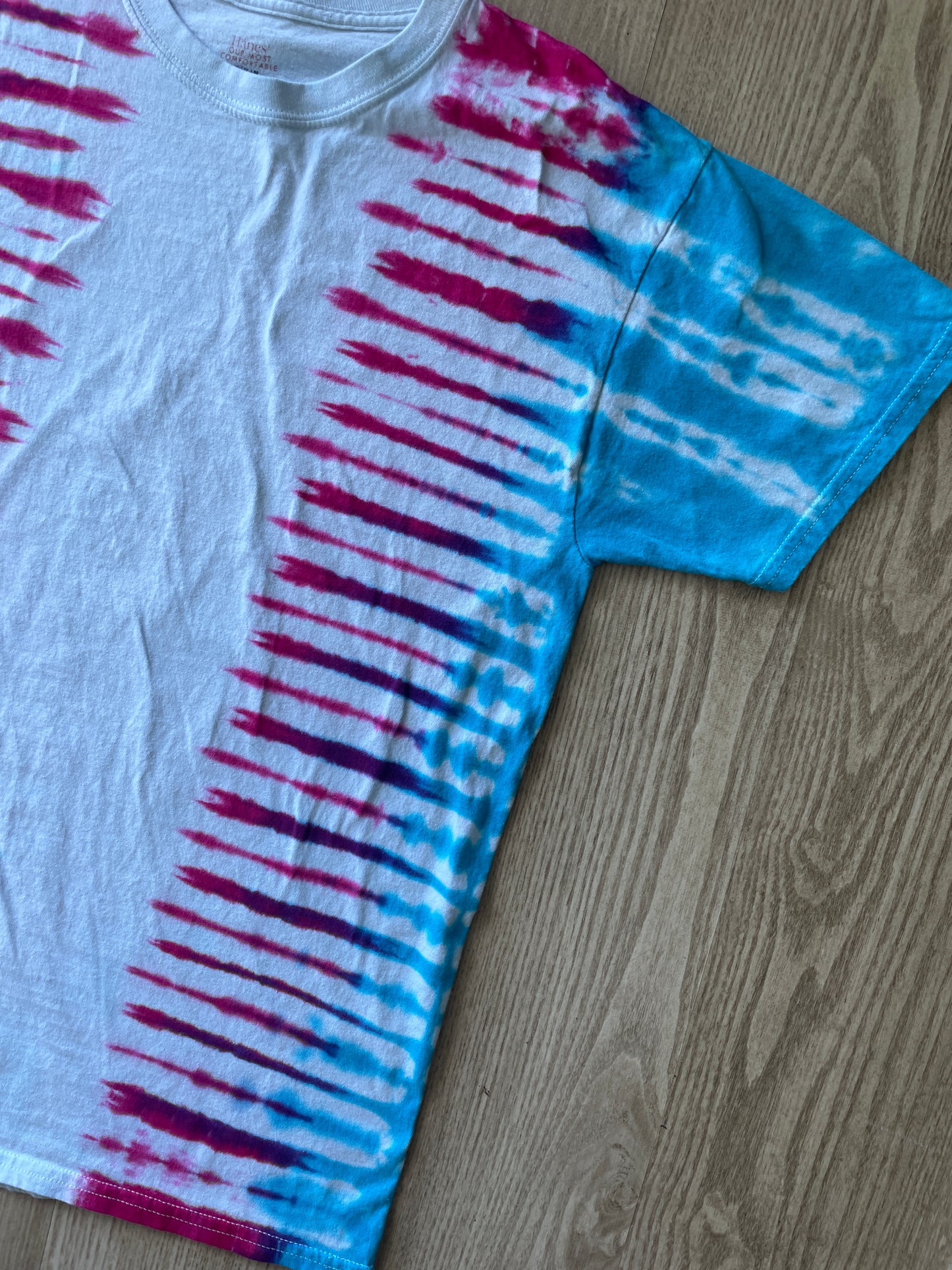 MEDIUM Men’s Trans Pride Flag-Inspired Handmade Tie Dye T-Shirt | One-Of-a-Kind Pink, Blue, and White Short Sleeve