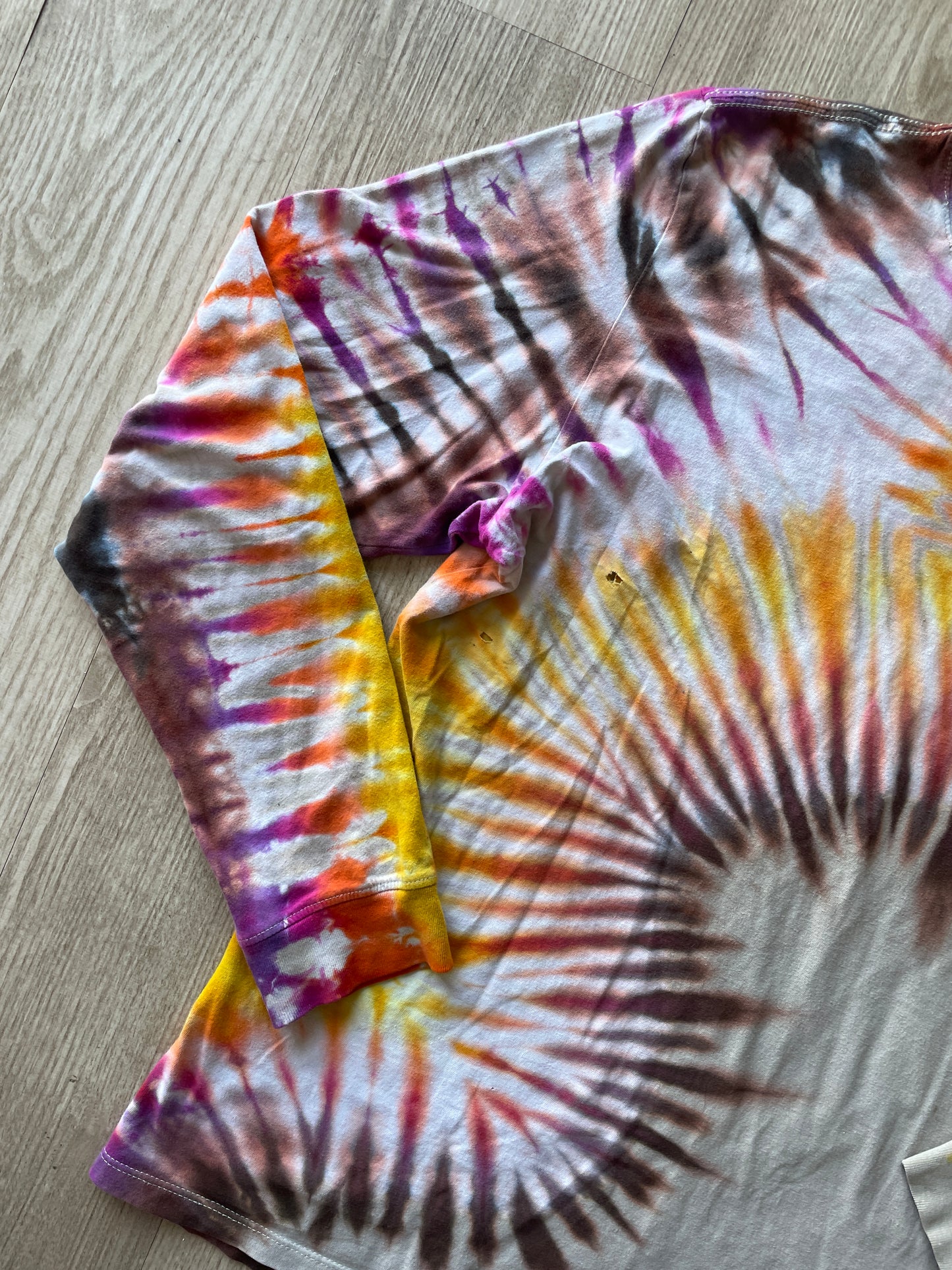 LARGE Men’s The North Face Walls Are Meant for Climbing Tie Dye Long Sleeve T-Shirt | One-Of-a-Kind Upcycled Warm Tones Handmade Reverse Tie Dye Top