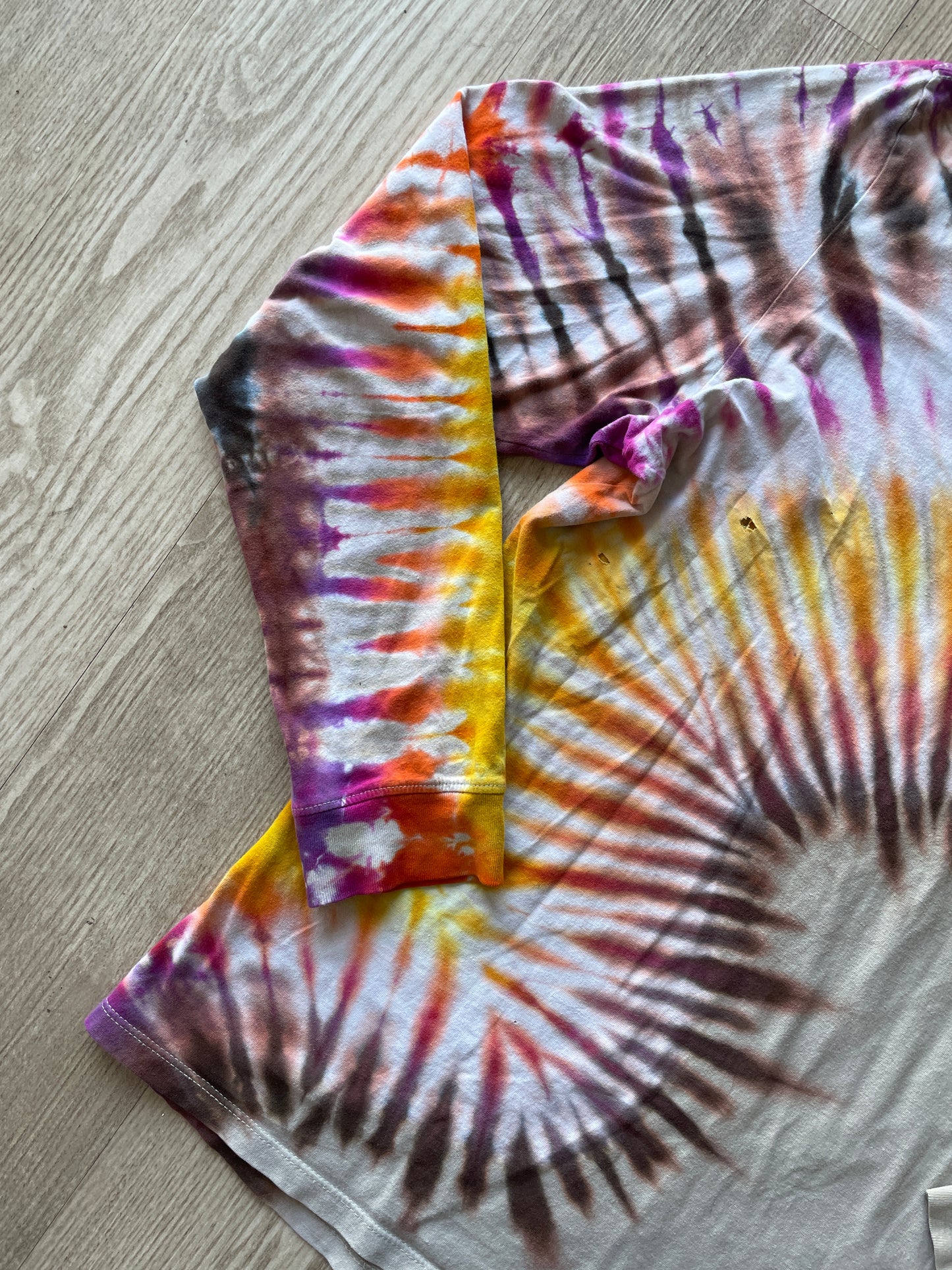 LARGE Men’s The North Face Walls Are Meant for Climbing Tie Dye Long Sleeve T-Shirt | One-Of-a-Kind Upcycled Warm Tones Handmade Reverse Tie Dye Top