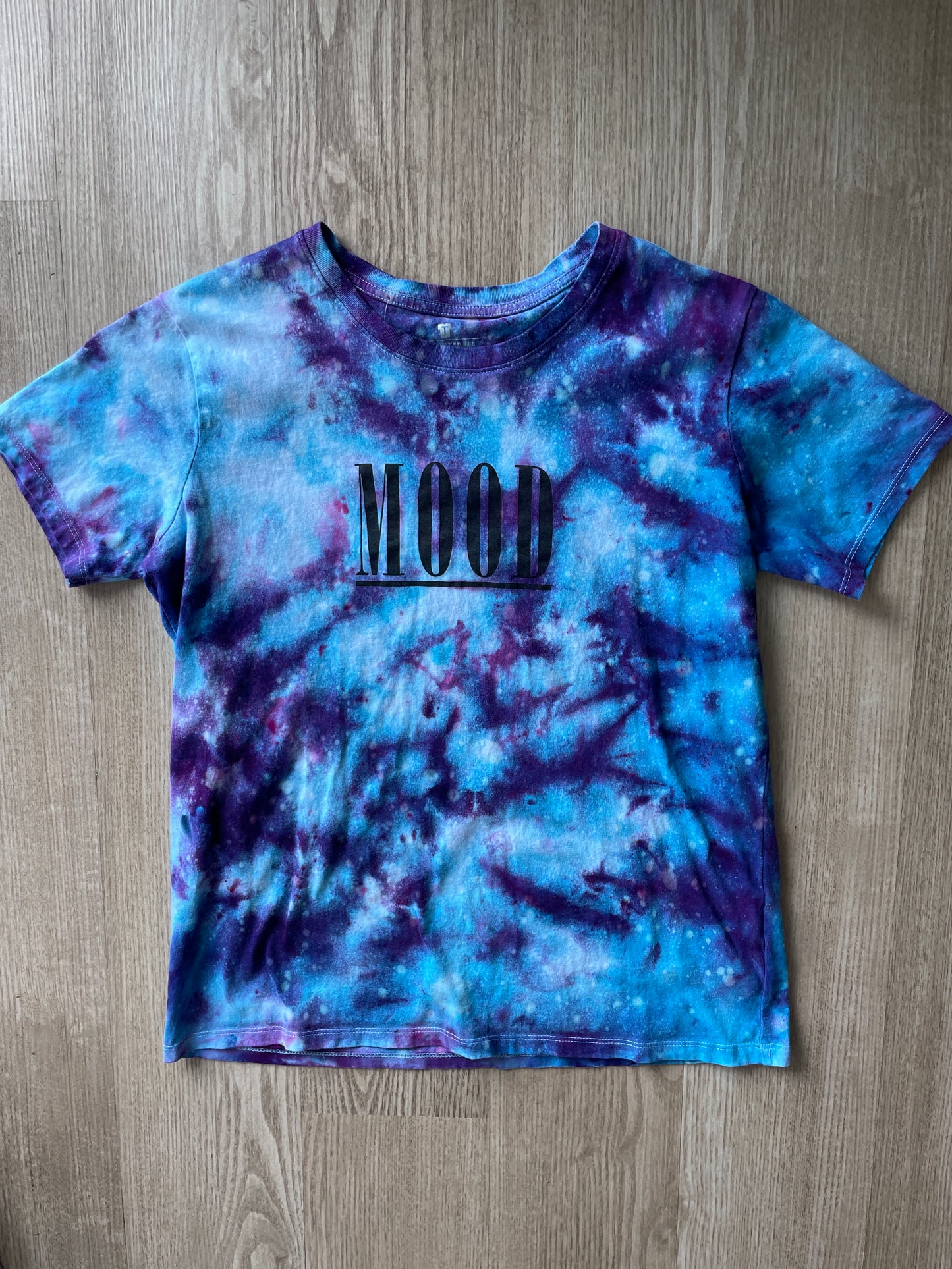 MEDIUM Women’s Cotton:On MOOD Galaxy Handmade Tie Dye T-Shirt | One-Of-a-Kind Blue and Purple Short Sleeve