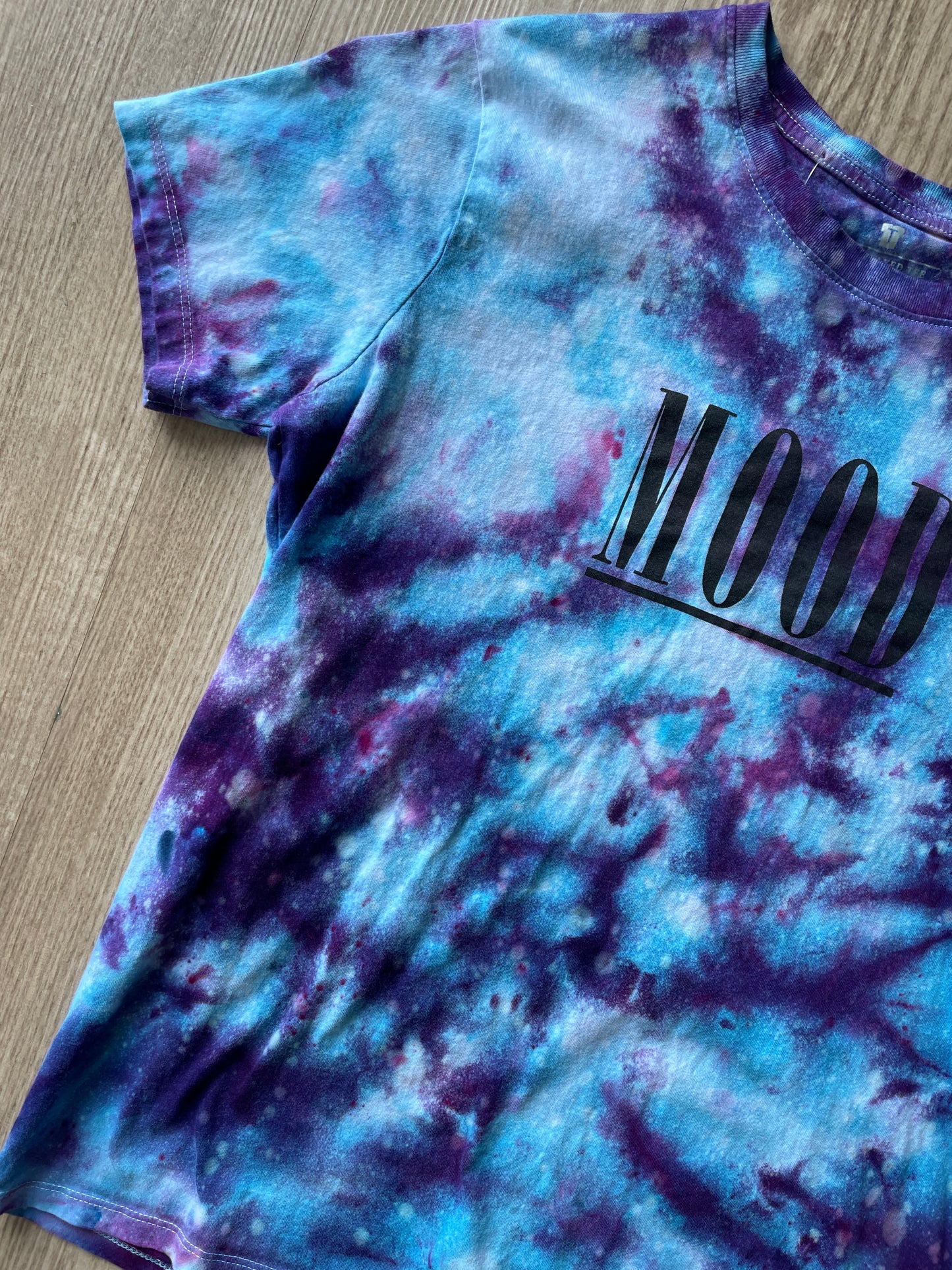 MEDIUM Women’s Cotton:On MOOD Galaxy Handmade Tie Dye T-Shirt | One-Of-a-Kind Blue and Purple Short Sleeve