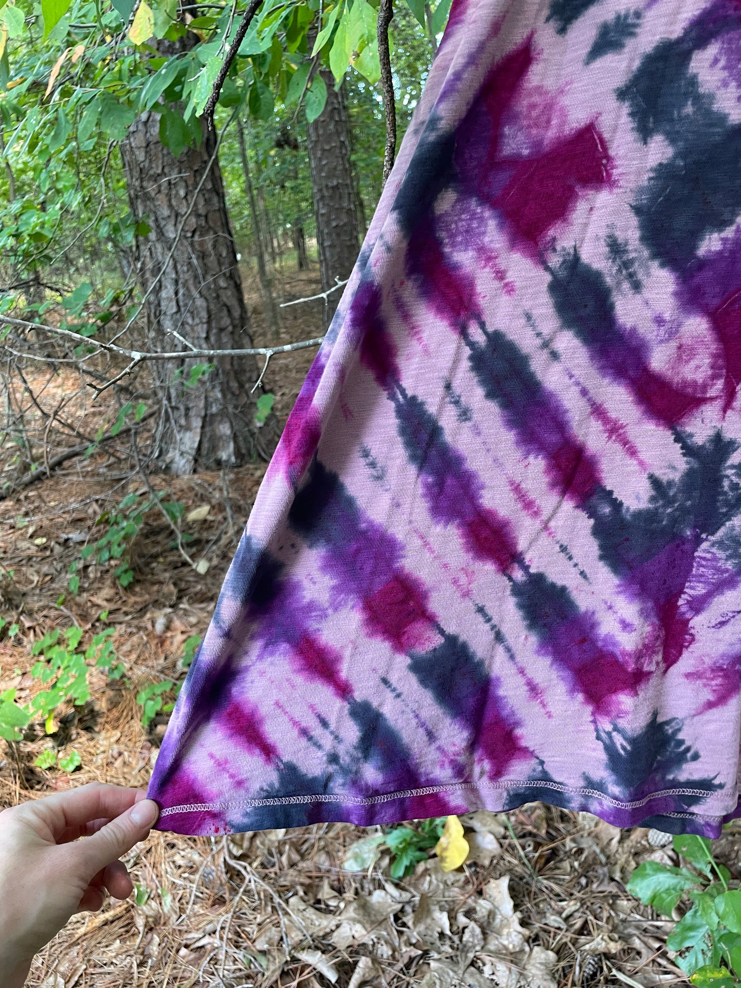 MEDIUM Women’s Handmade Tie Dye Dress | One-Of-a-Kind Upcycled Sleeveless Dress with Indian Paintbrush Block Print