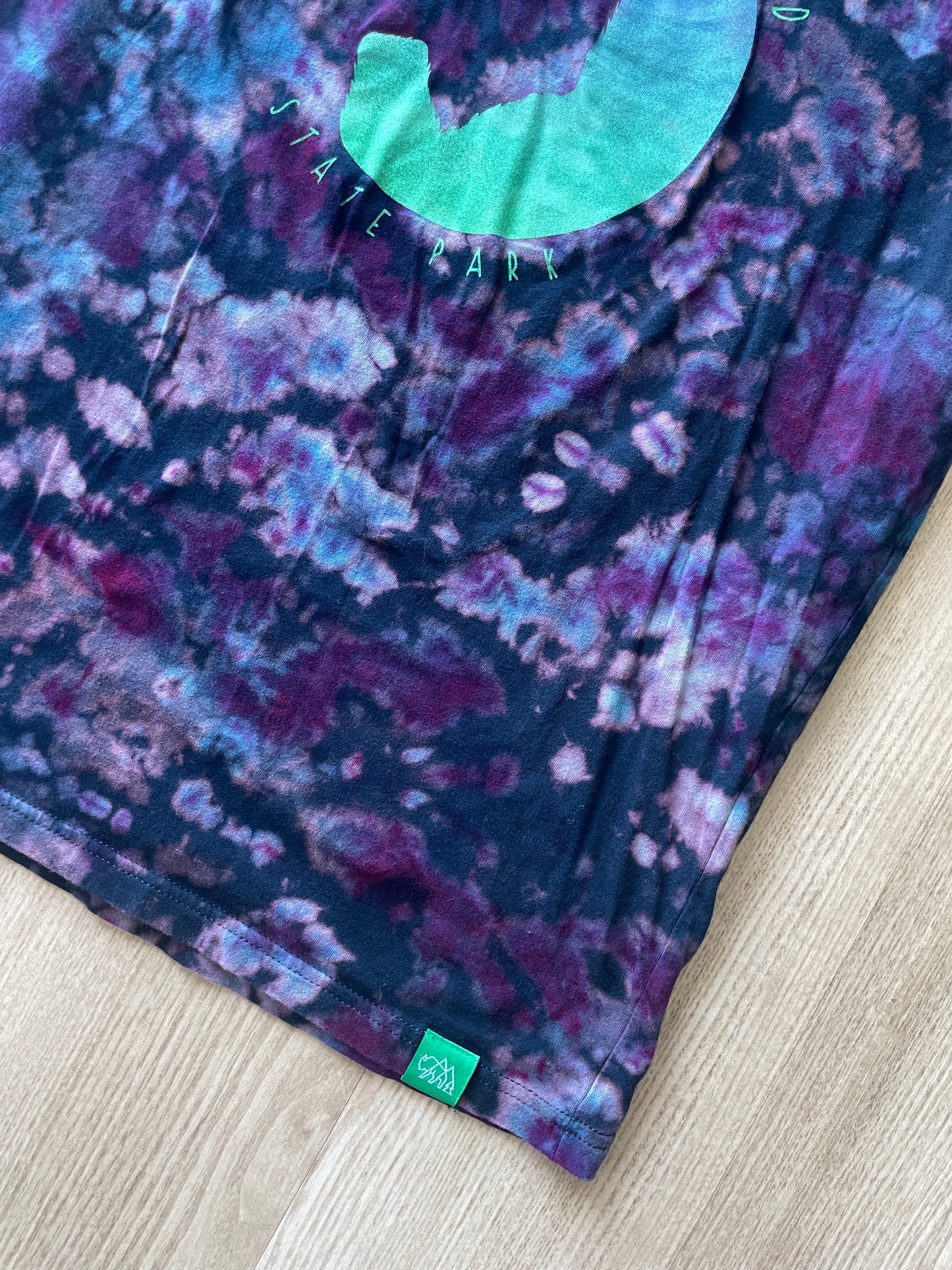MEDIUM Men’s Antelope Island Buffalo Reverse Tie Dye T-Shirt | One-Of-a-Kind Blue and Purple Crumpled Short Sleeve