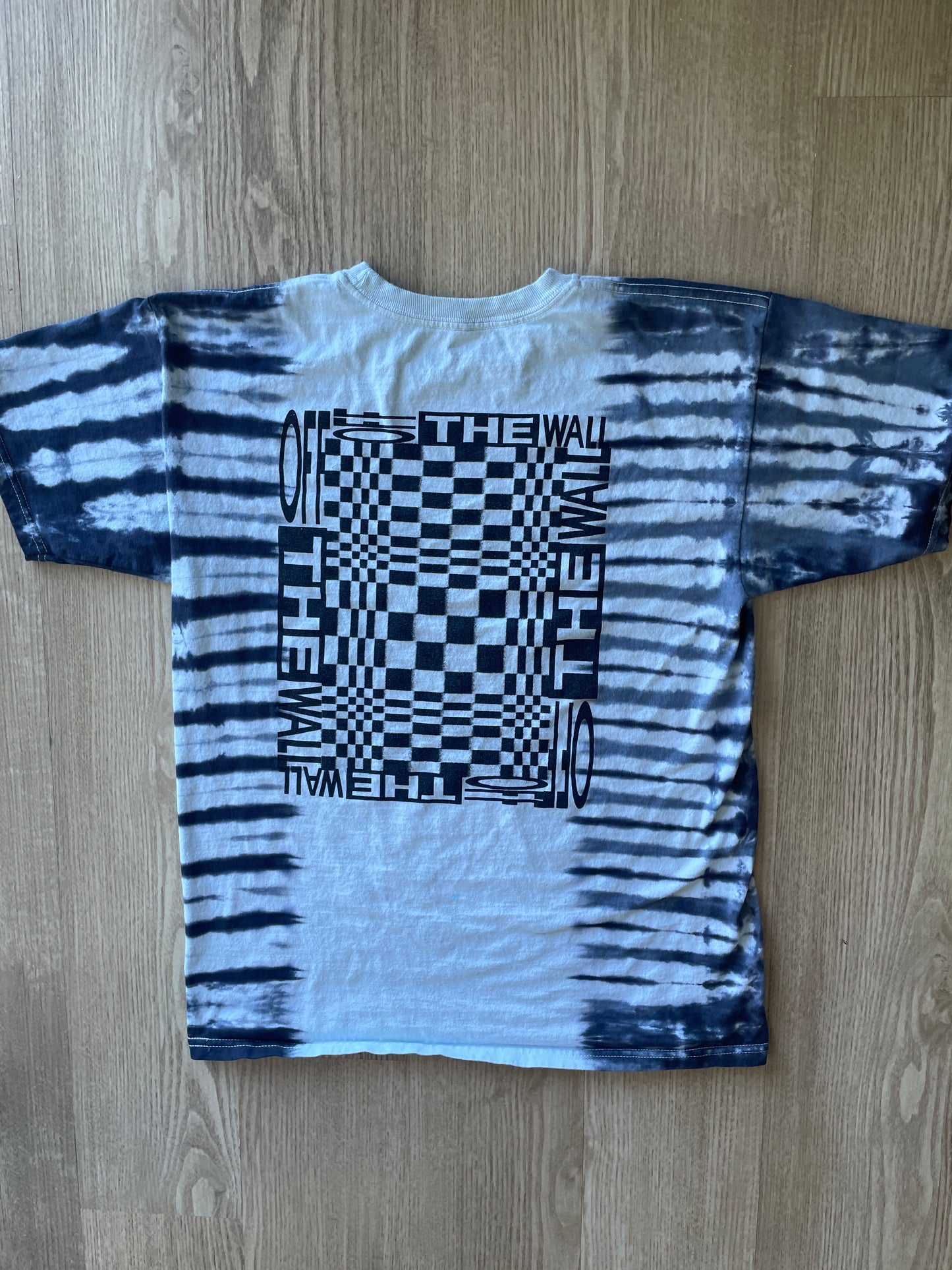 MEDIUM Men’s Vans Checkerboard Handmade Tie Dye T-Shirt | One-Of-a-Kind Black and White Short Sleeve