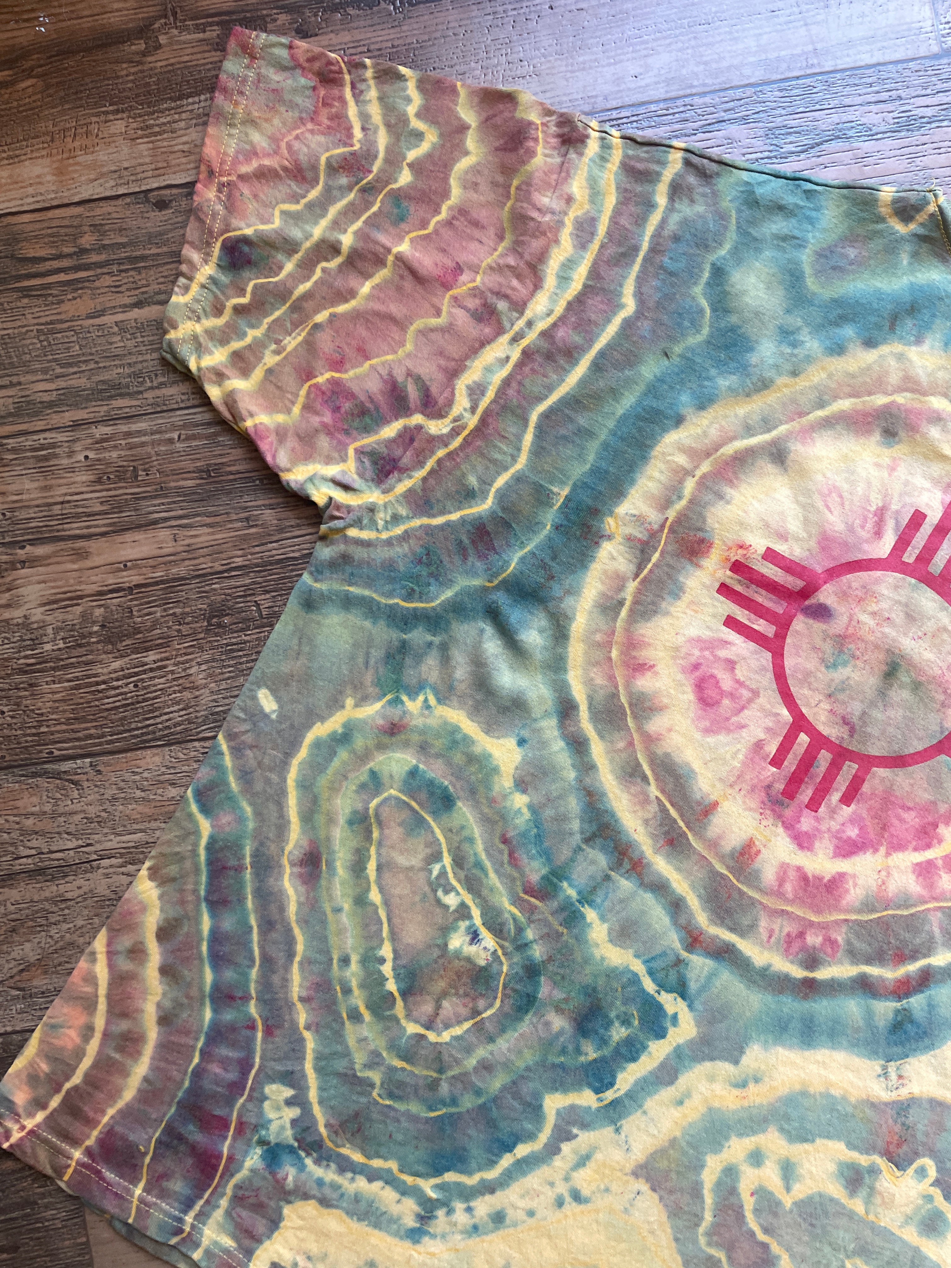 New Mexico Golden Sunset Geode Short Sleeve Tie Dye T-Shirt | Men's XL