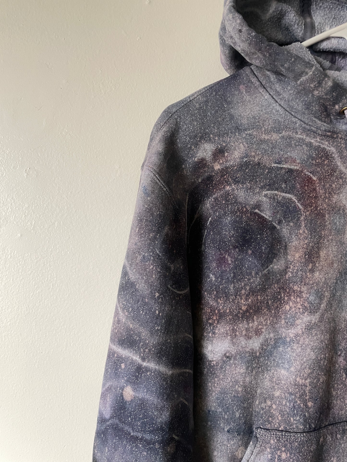 Medium Men's Carhartt Tie Dye Long Sleeve Hoodie | One-Of-a-Kind Upcycled Gray and Black Geode Sweatshirt