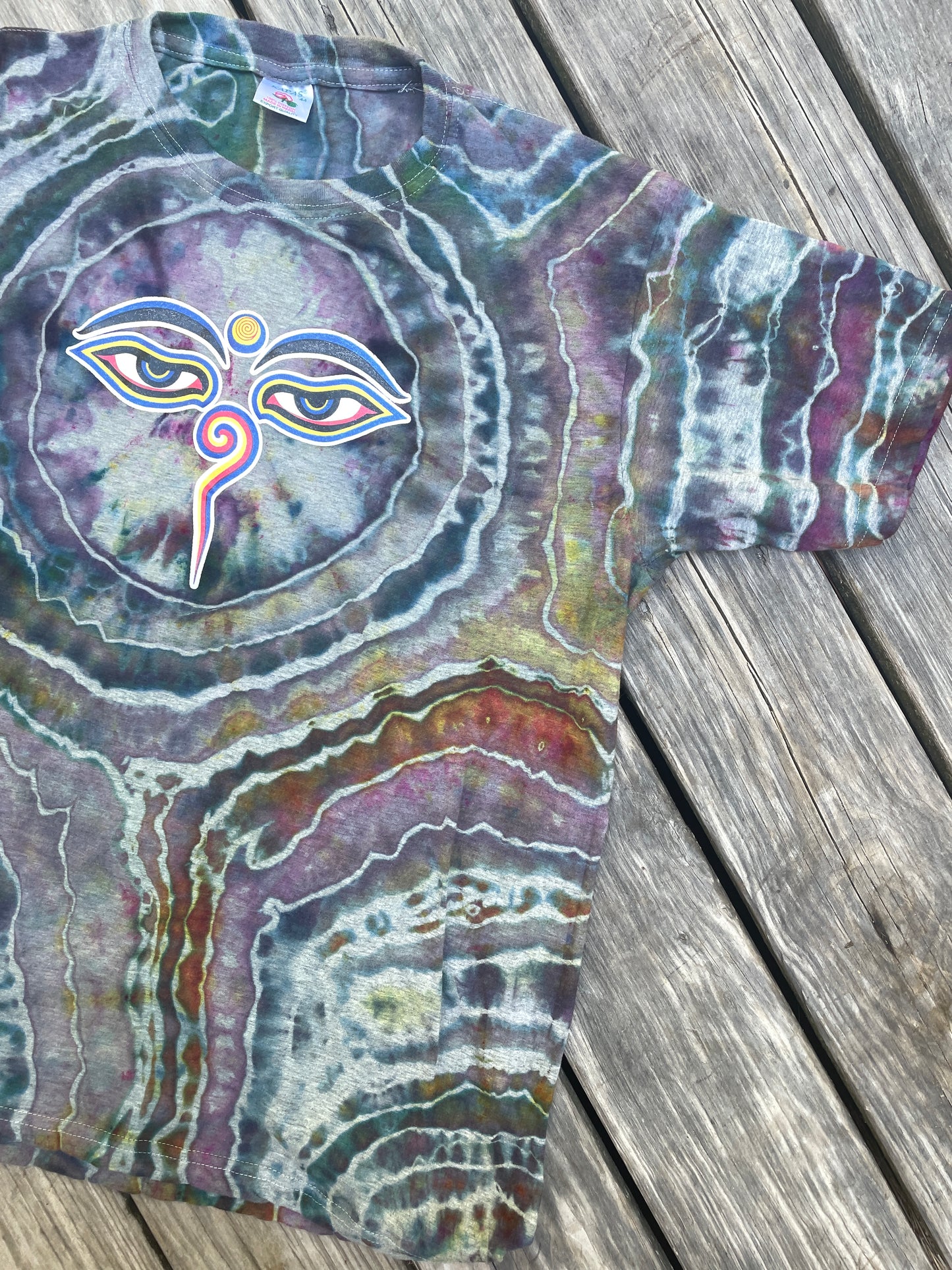 Kaleidoscope Eyes Multicolor Geode Short Sleeve Tie Dye T-Shirt | Men's L/XL