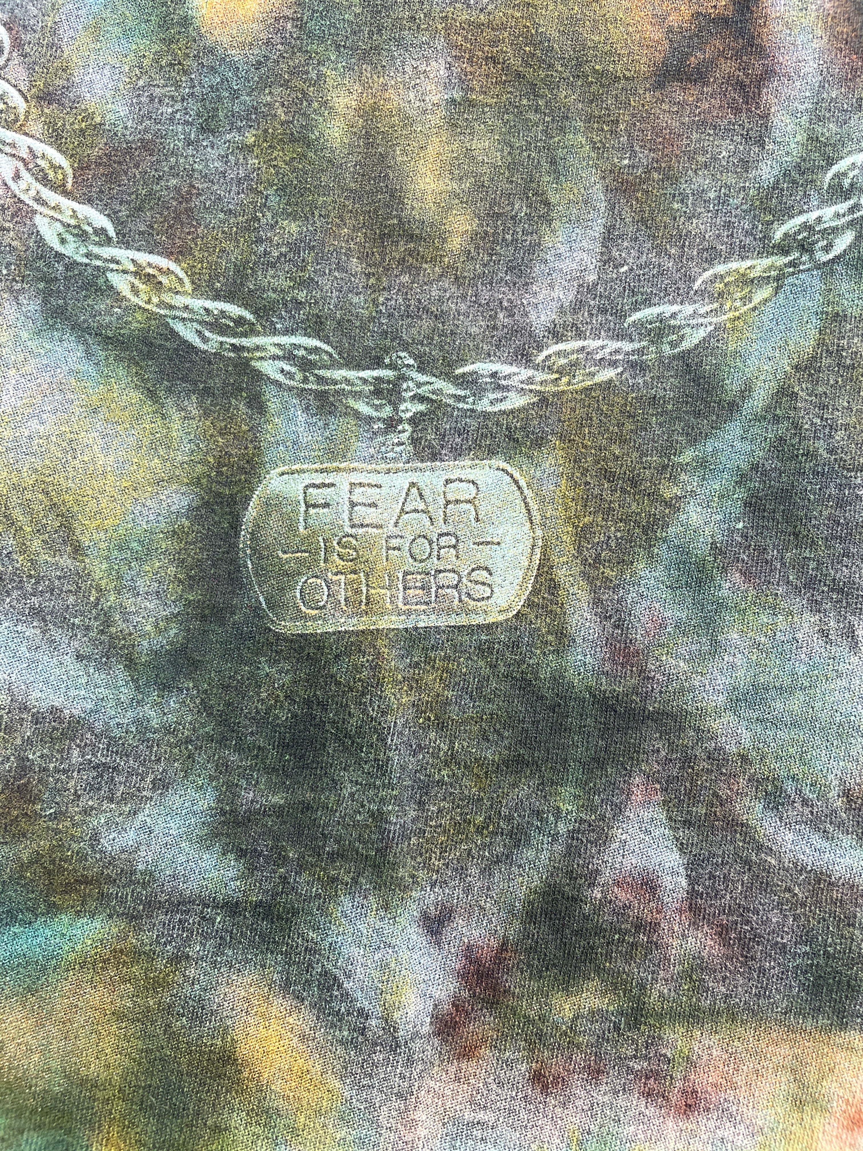 Rottweiler "Fear is for Others" Green and Black Short Sleeve Tie Dye T-Shirt | Men's Small