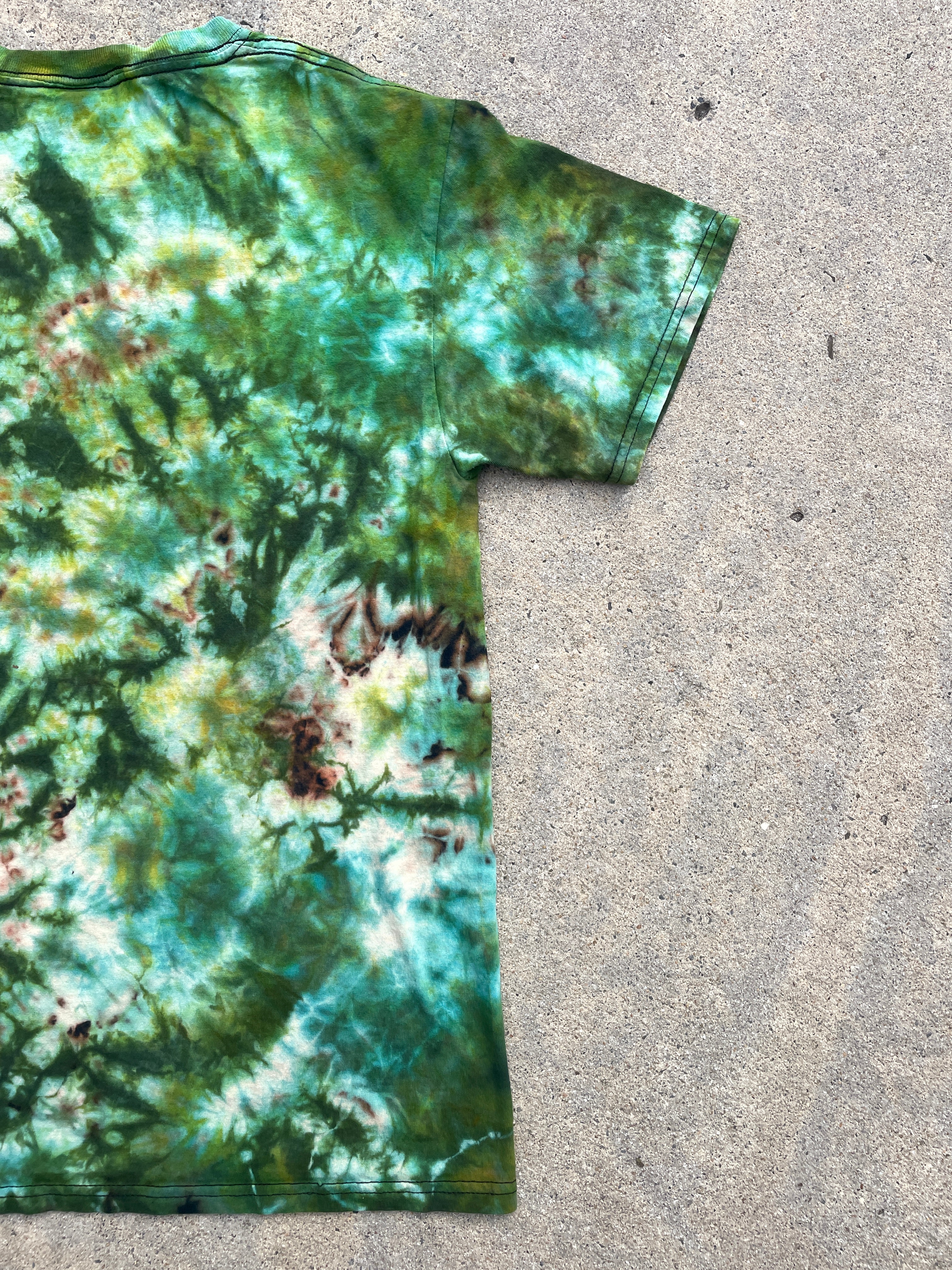 Rottweiler "Fear is for Others" Green and Black Short Sleeve Tie Dye T-Shirt | Men's Small