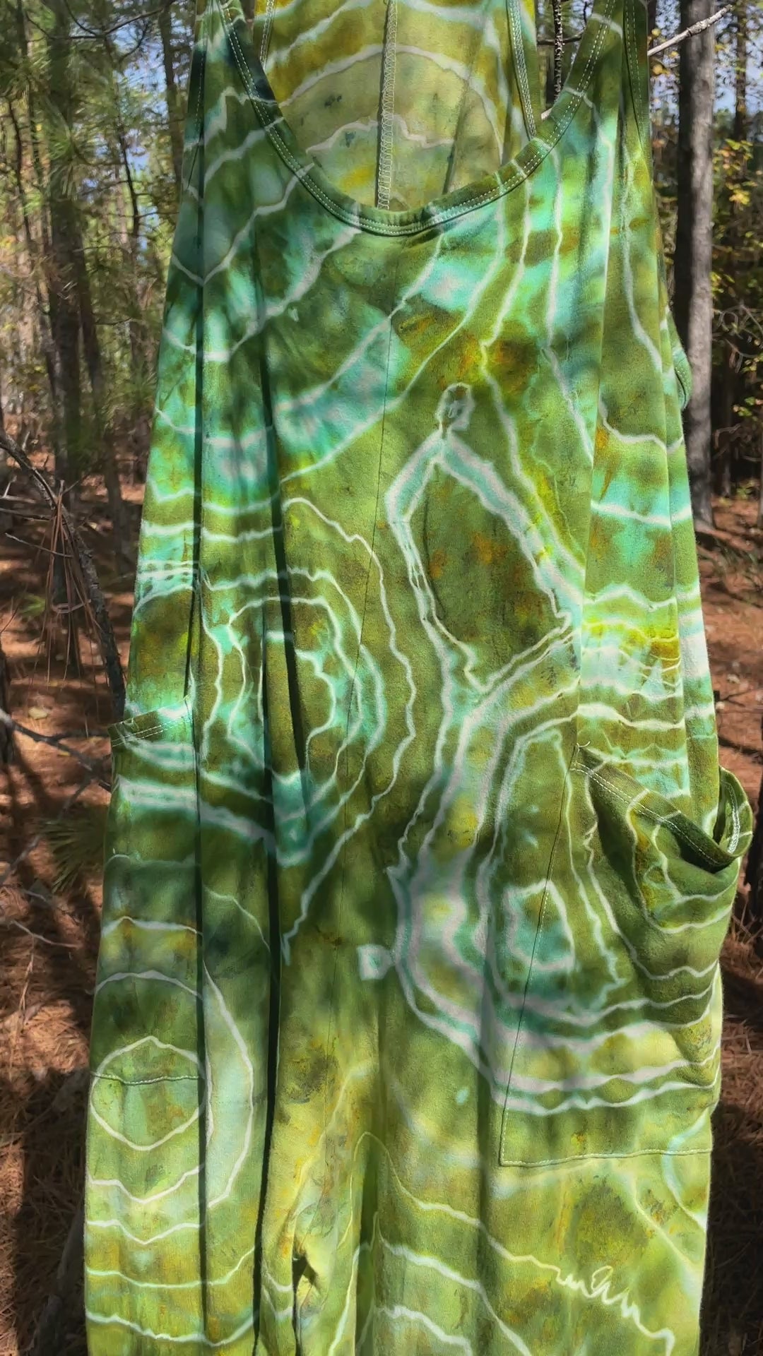 Groovy Green Tie Dye Jumpsuit | Women's Size Small/Medium | Green and Blue Geode Jumper
