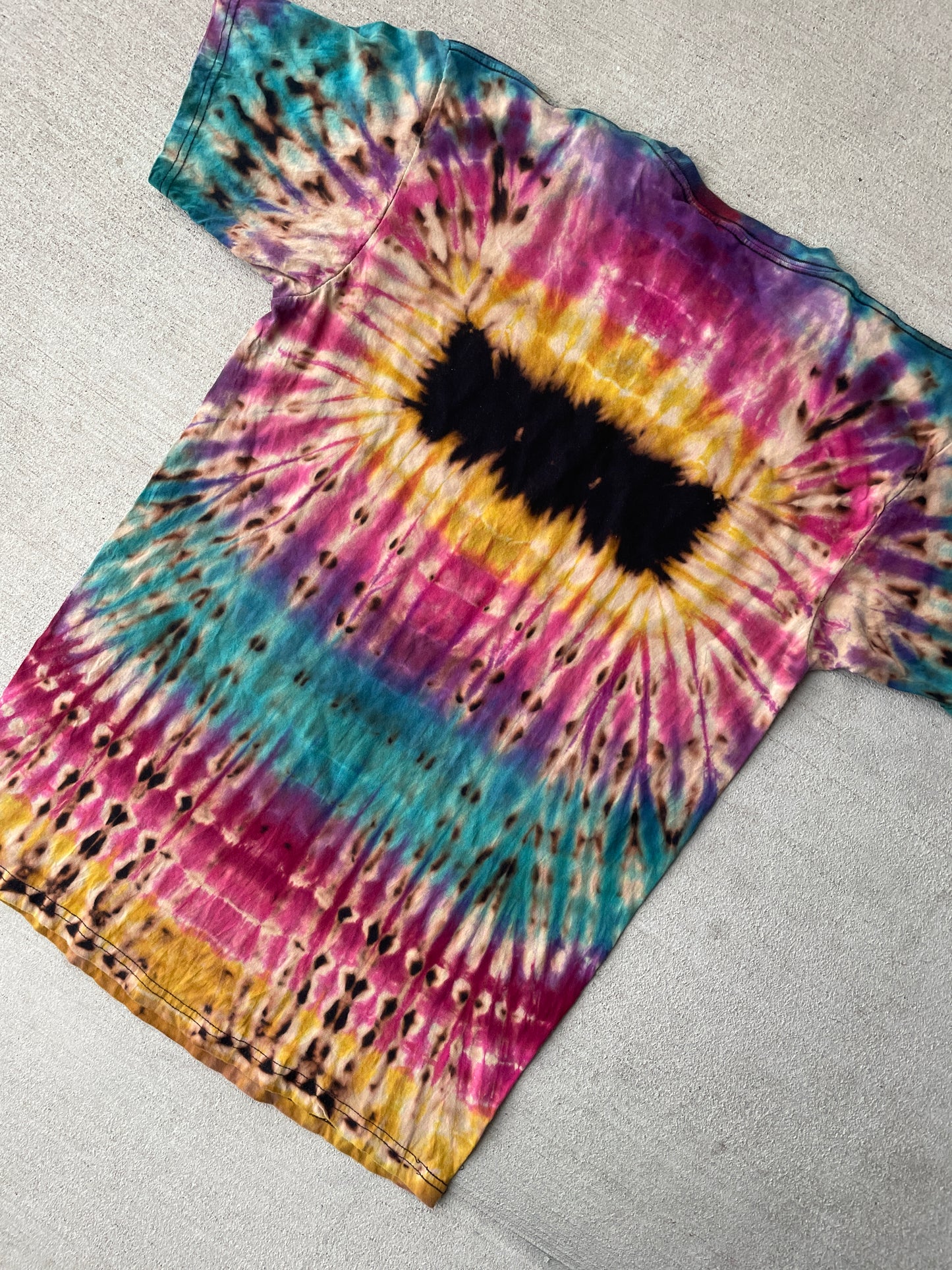 Large Men’s NASA Far Out Handmade Tie Dye T-Shirt | Pink, Purple, and Blue Reverse Tie Dye Short Sleeve