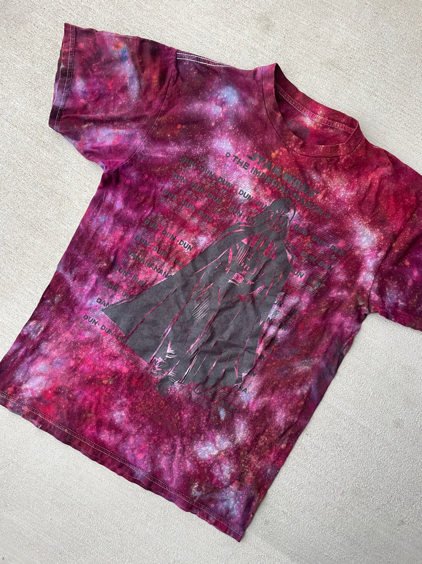 Medium Women’s Darth Vader The Imperial March Galaxy Dye Handmade Tie Dye T-Shirt | Star Wars Reverse Galaxy Tie Dye Short Sleeve