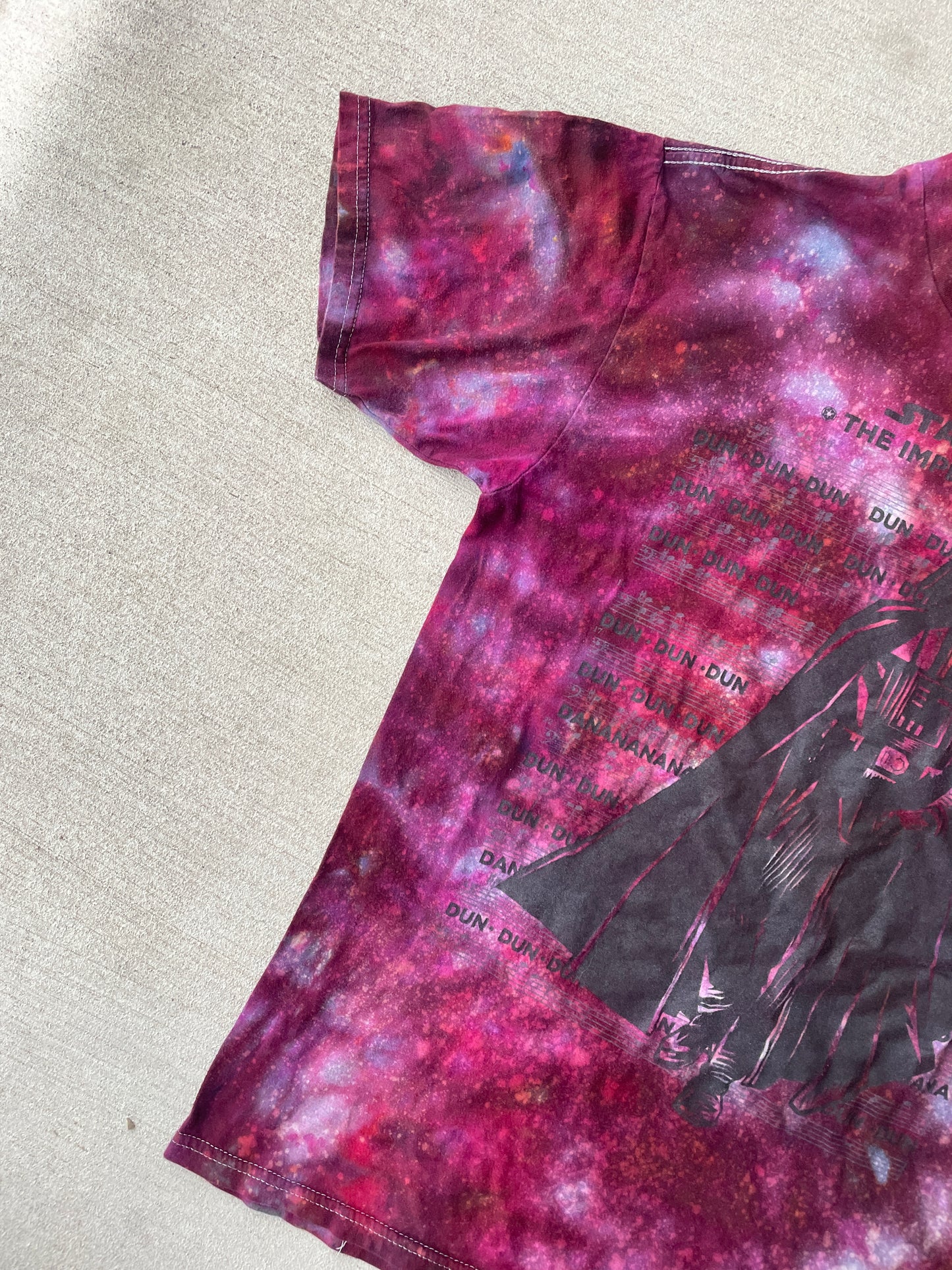 Medium Women’s Darth Vader The Imperial March Galaxy Dye Handmade Tie Dye T-Shirt | Star Wars Reverse Galaxy Tie Dye Short Sleeve