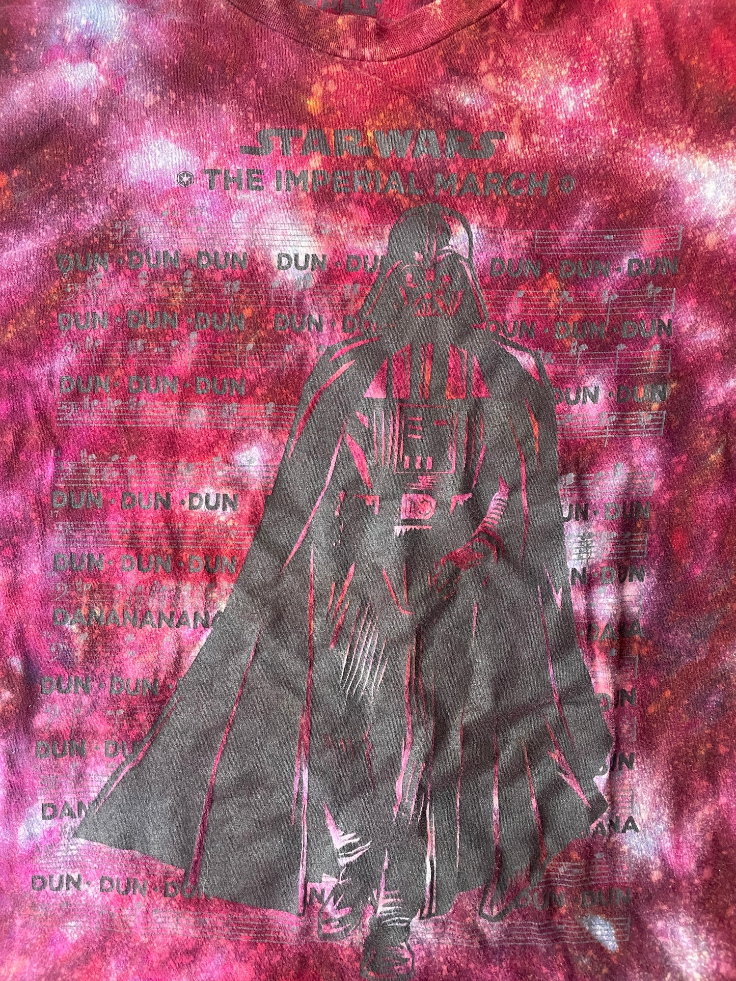 Medium Women’s Darth Vader The Imperial March Galaxy Dye Handmade Tie Dye T-Shirt | Star Wars Reverse Galaxy Tie Dye Short Sleeve