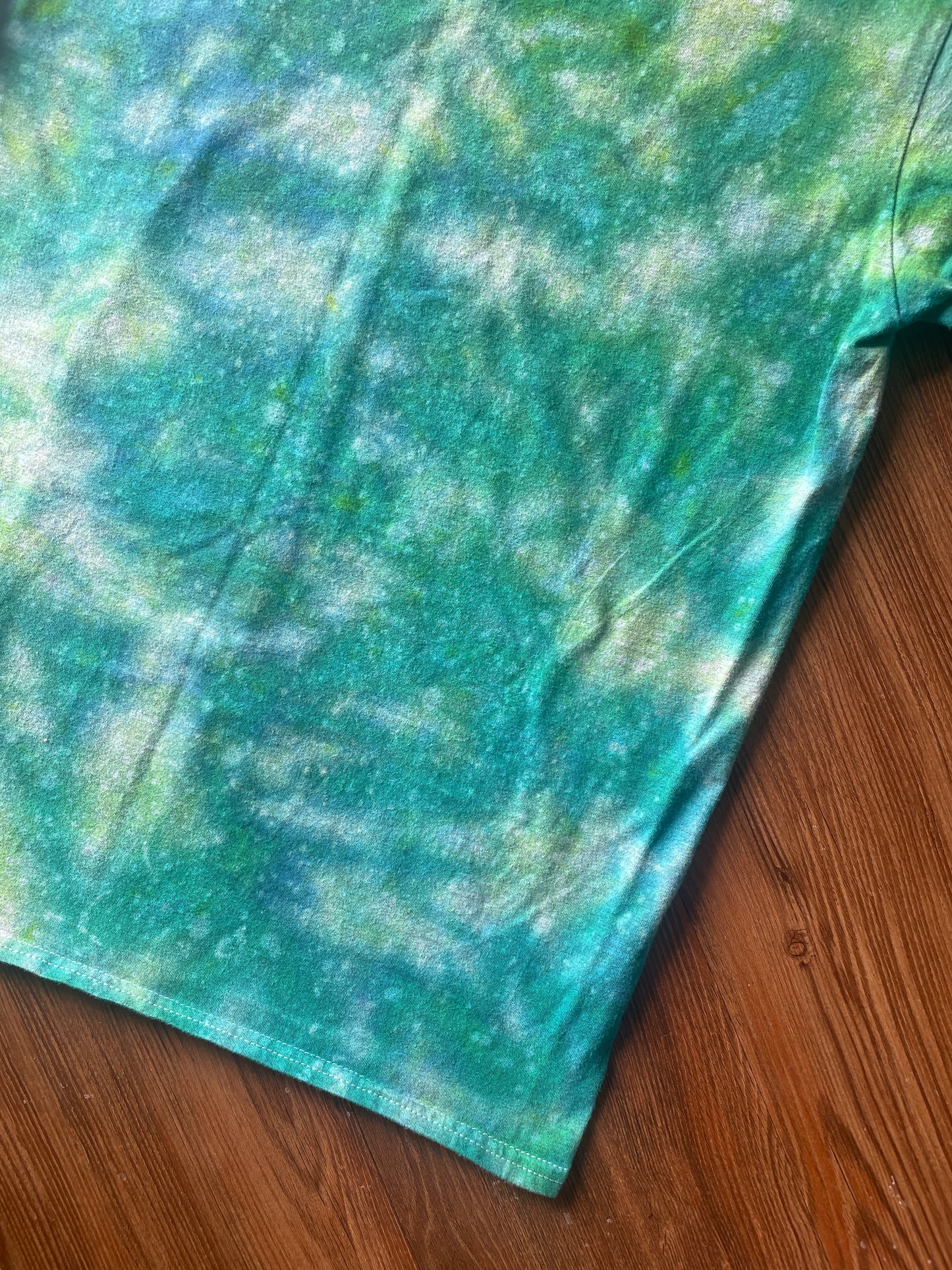 Medium Men’s Your Ego Is Not Your Amigo Handmade Tie Dye T-Shirt | Green Galaxy Reverse Tie Dye Short Sleeve