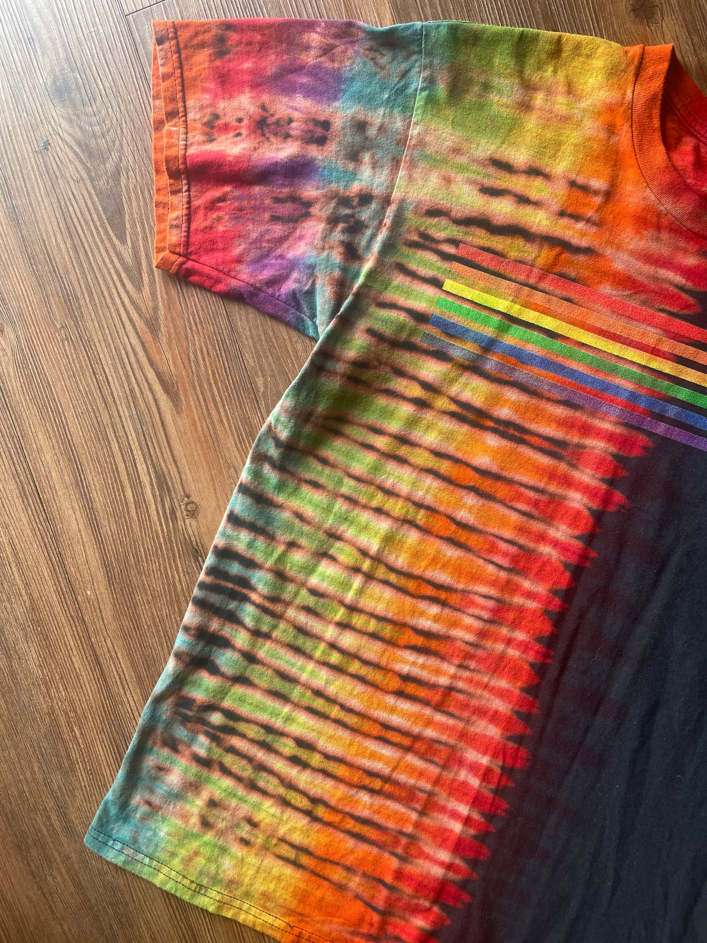 Medium Men’s Pride Love Wins Handmade Tie Dye T-Shirt | LGBTQ+ Rainbow Pride Month Pleated Tie Dye Short Sleeve