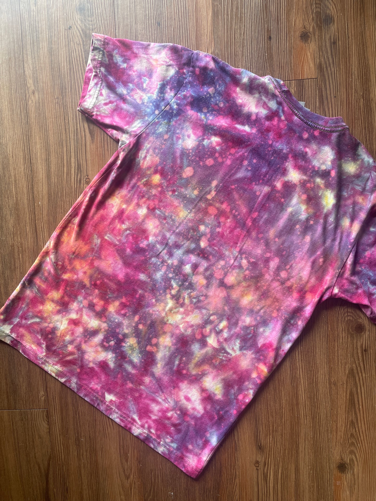 Medium Men’s Sheridan WYO Rodeo Handmade Tie Dye T-Shirt | Pink and Purple Reverse Galaxy Tie Dye Short Sleeve