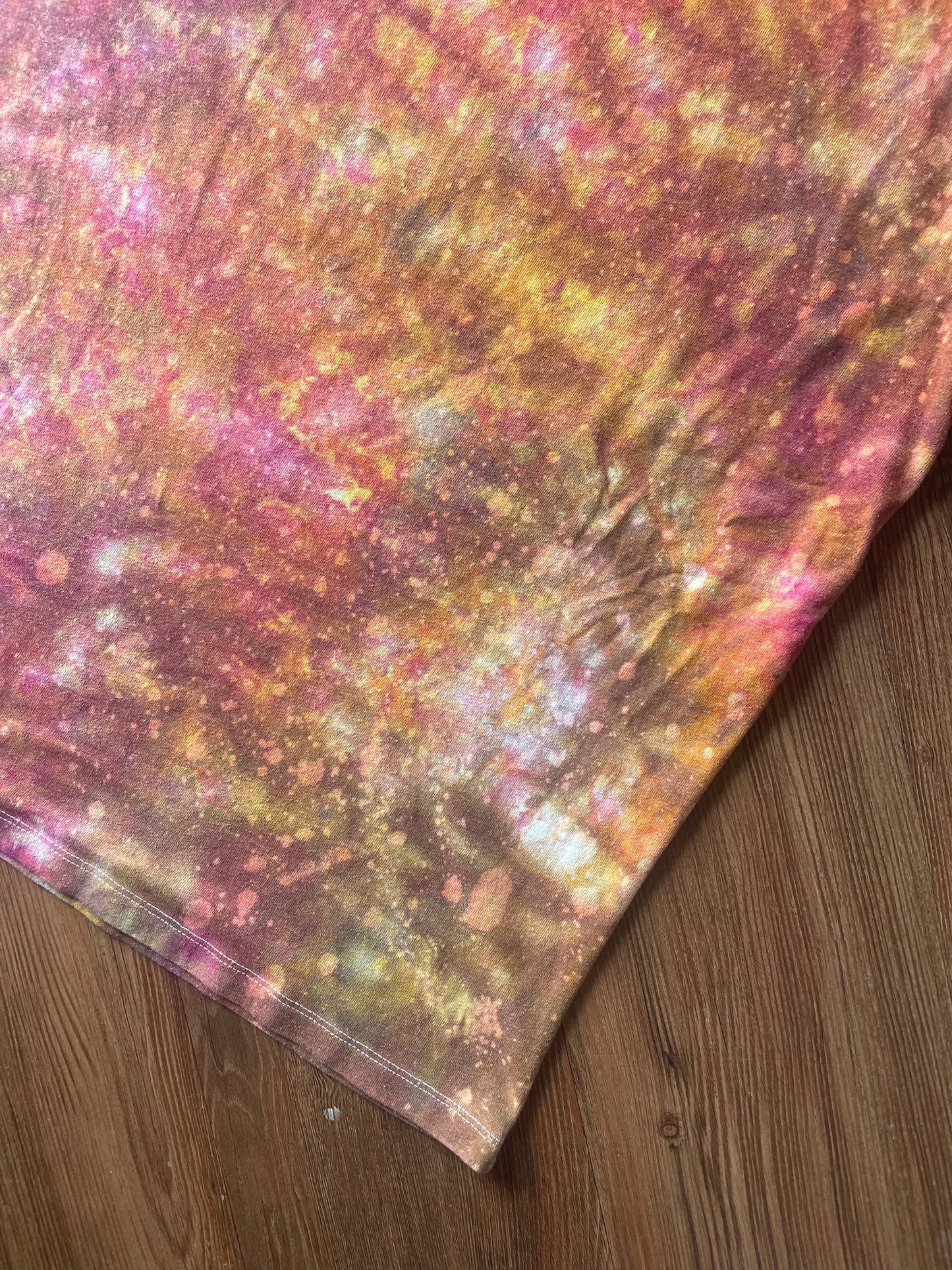 MEDIUM Unisex California Bear Handmade Fire Dye Tie Dye t-shirt | Red Orange Galaxy Dye Short Sleeve Top