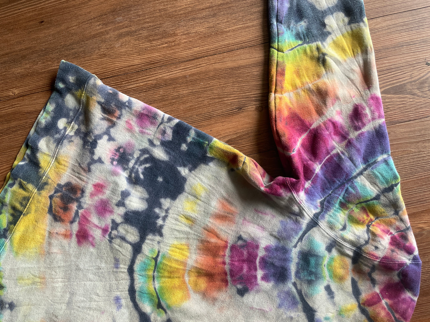 LARGE Men’s Marmot Coastal Mountain Handmade Geode Tie Dye Hoodie | Pastel Rainbow Long Sleeve Sweatshirt