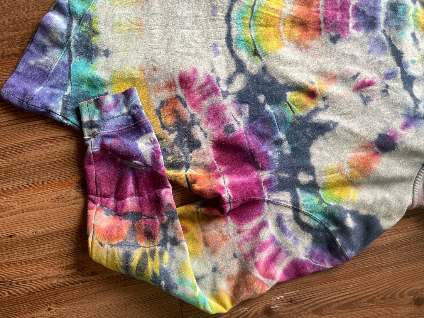 LARGE Men’s Marmot Coastal Mountain Handmade Geode Tie Dye Hoodie | Pastel Rainbow Long Sleeve Sweatshirt