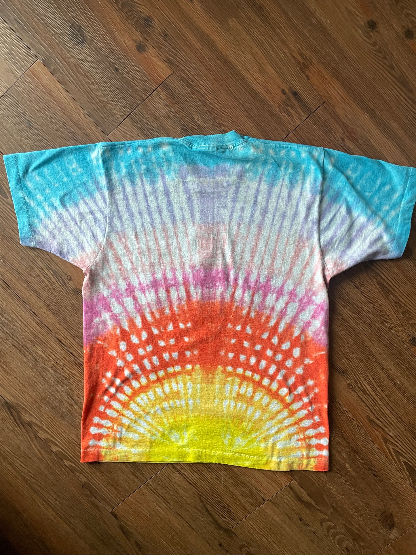 LARGE Vintage 1990 USSSA Dixie Classic Handmade Tie Dye T-Shirt | One-Of-a-Kind Sunrise Pleated Saint George, Utah Short Sleeve