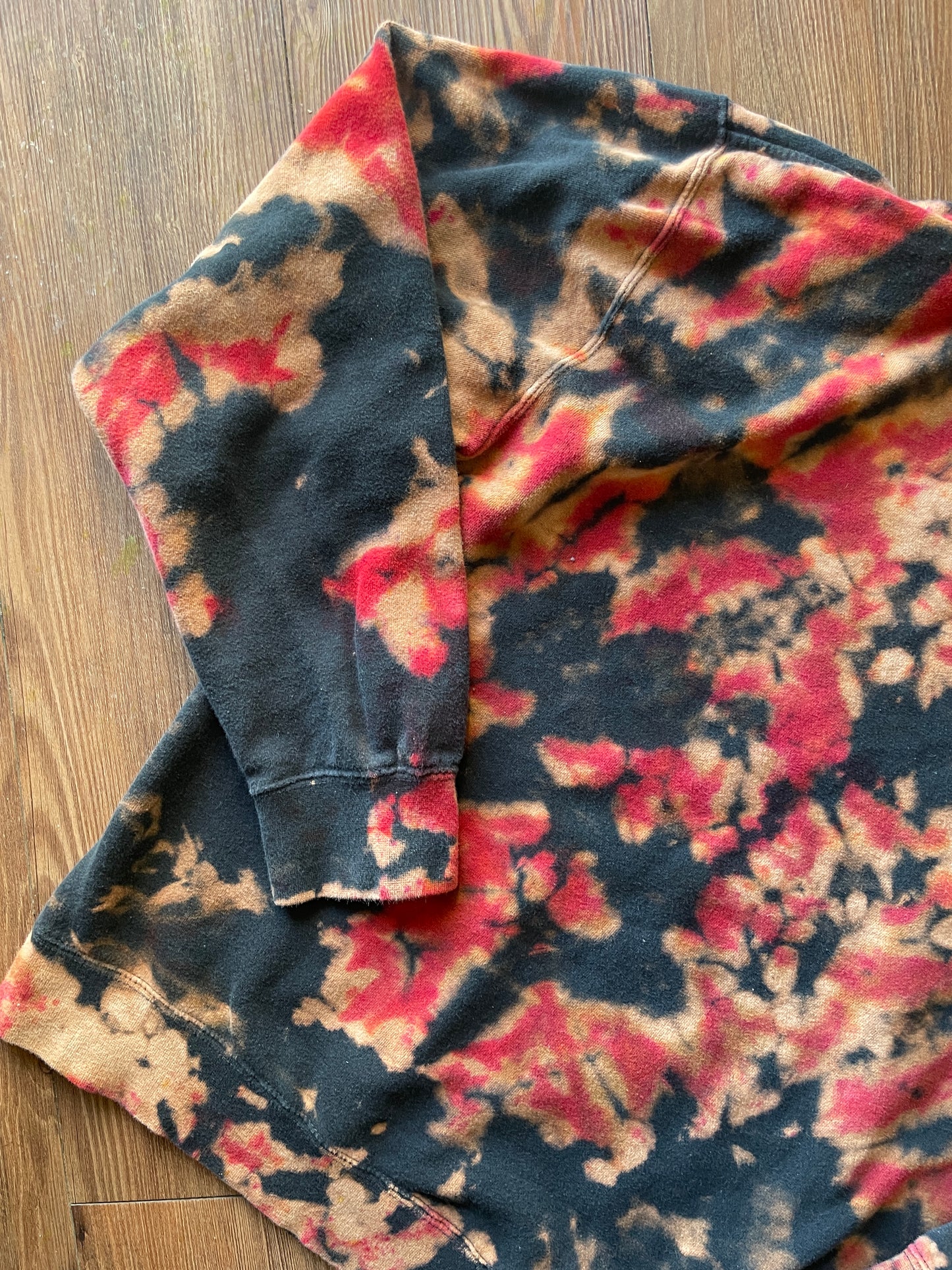 MEDIUM Men’s Avenged Sevenfold Handmade Tie Dye Hoodie | One-Of-a-Kind Red and Black Long Sleeve Sweatshirt