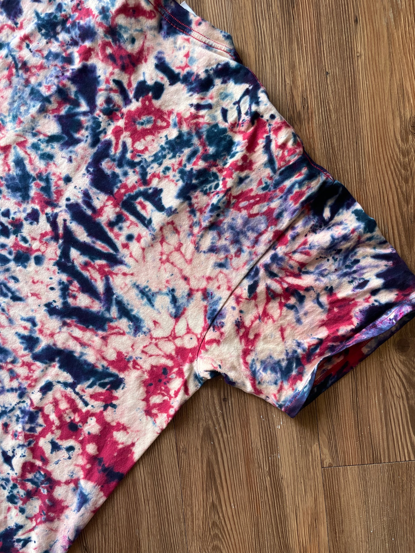 XL Men’s Custer's Last Stand Handmade Reverse Tie Dye T-Shirt | One-Of-a-Kind Red, White, and Blue Bleach Dyed Short Sleeve