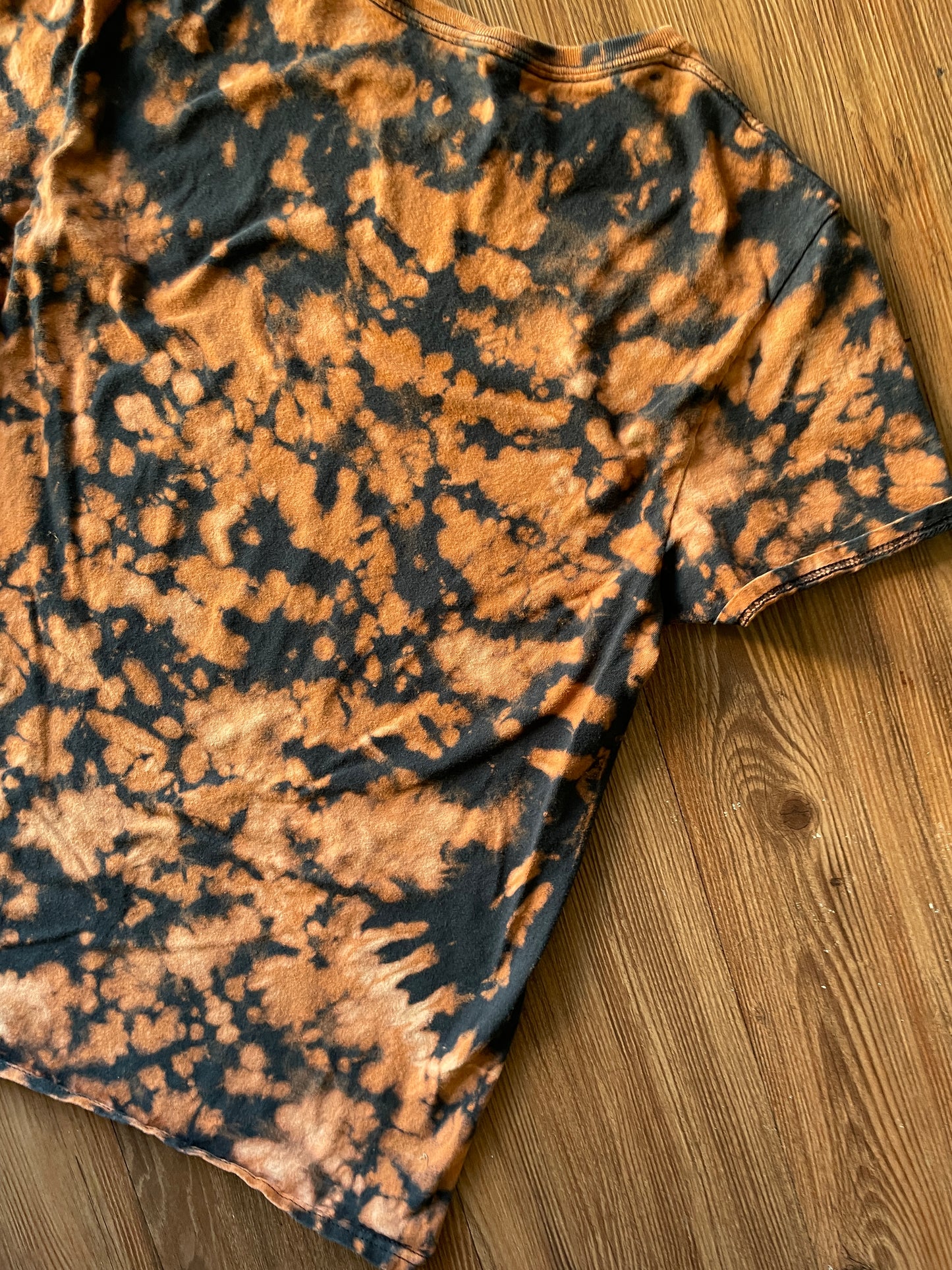 MEDIUM Women's Tom & Jerry Handmade Acid Dye T-Shirt | One-Of-a-Kind Black and Bleach Short Sleeve