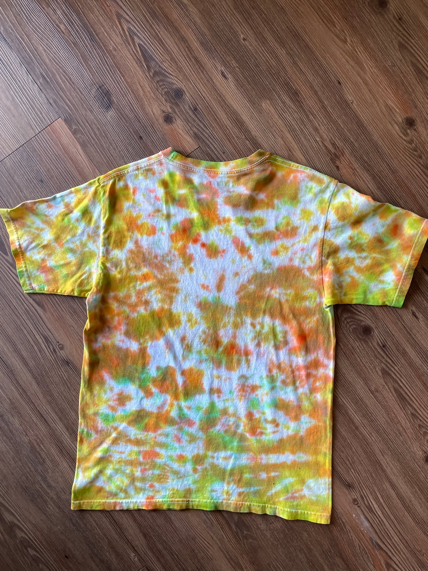 Medium Men’s Rugrats Handmade Tie Dye T-Shirt | Green and Orange 90s Nickelodeon Slime Tie Dye Short Sleeve