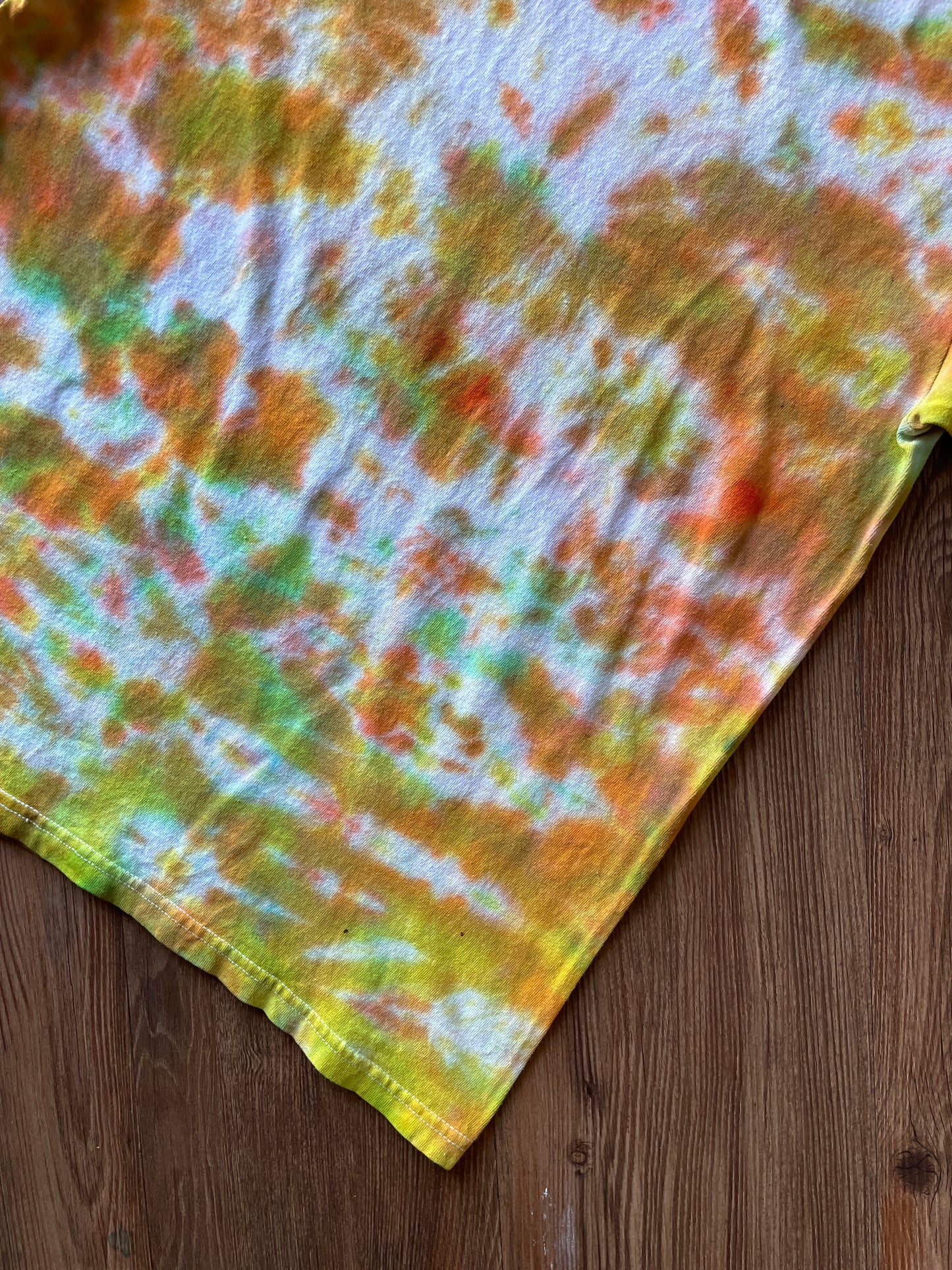 Medium Men’s Rugrats Handmade Tie Dye T-Shirt | Green and Orange 90s Nickelodeon Slime Tie Dye Short Sleeve