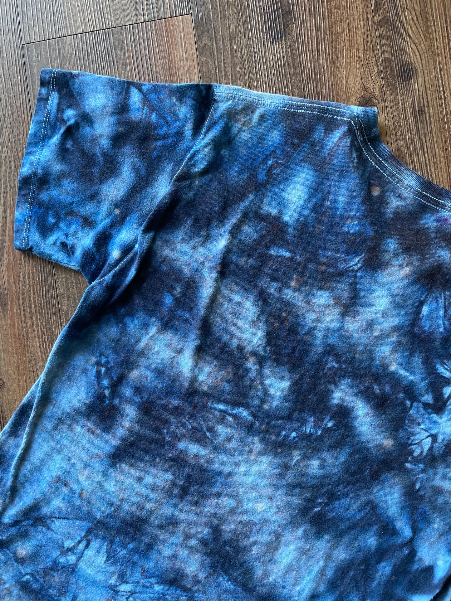 Medium Men’s Champion Handmade Tie Dye T-Shirt | Blue and Black Galaxy Tie Dye Short Sleeve