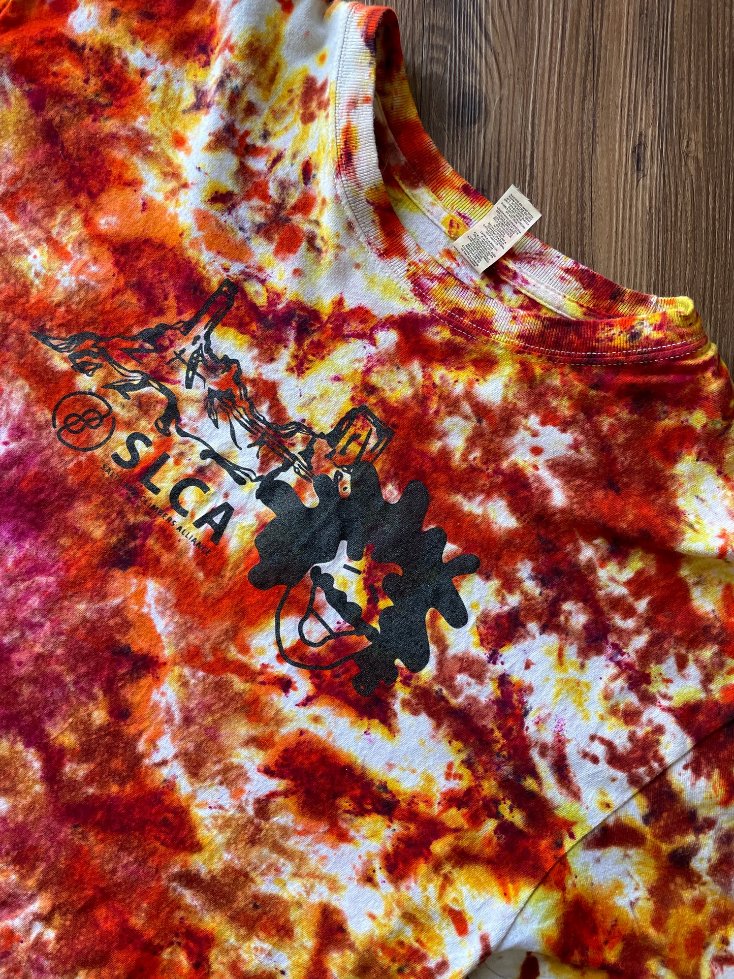 Large Men’s Salt Lake Climbers Gnarly Dood Handmade Tie Dye T-Shirt | Desert Climbing Colors Galaxy Tie Dye Short Sleeve